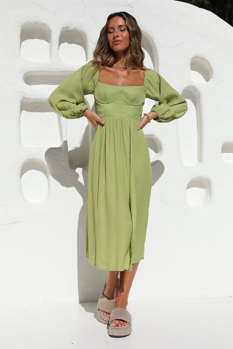 Great Escape Midi Dress Green-Seaa Fashion