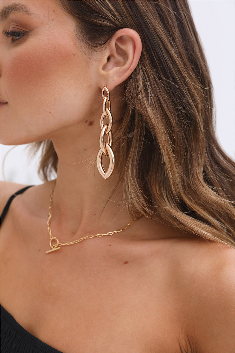 Linked To You Earrings Gold-Seaa Fashion