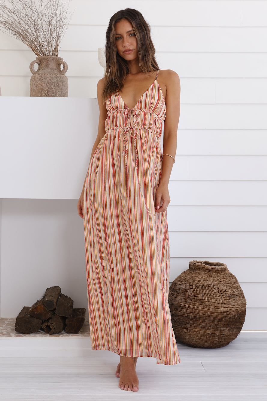 CHARLIE HOLIDAY Heidi Maxi Dress Painterly Stripe-Seaa Fashion