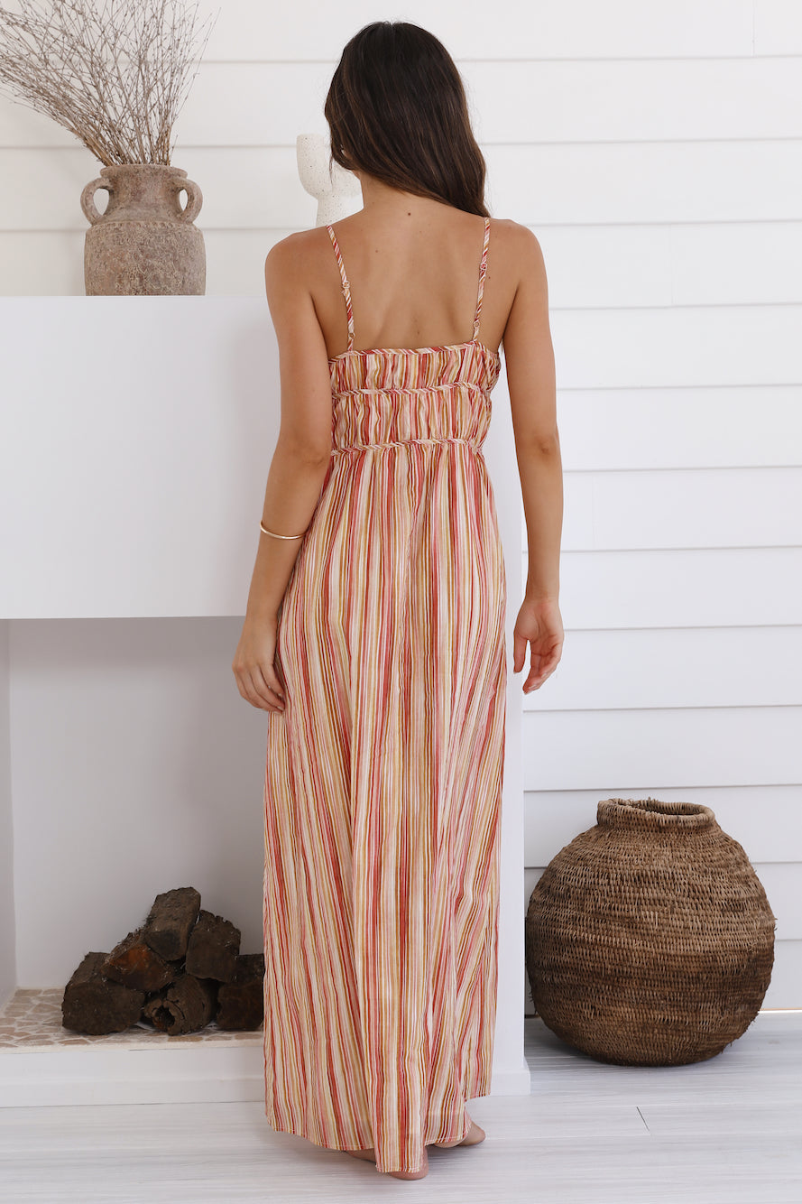 CHARLIE HOLIDAY Heidi Maxi Dress Painterly Stripe-Seaa Fashion
