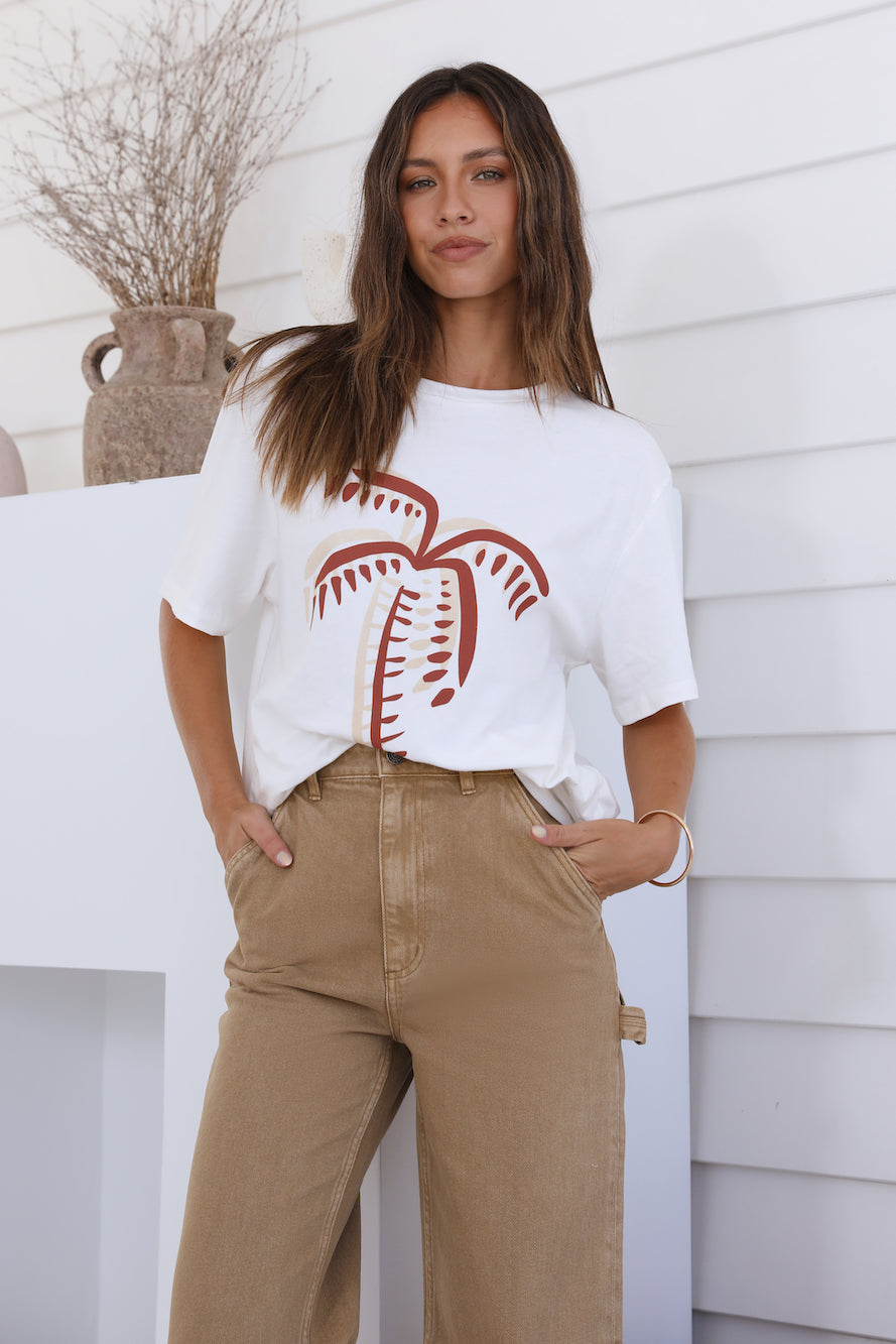 CHARLIE HOLIDAY Palm Tree Boyfriend Tee White-Seaa Fashion