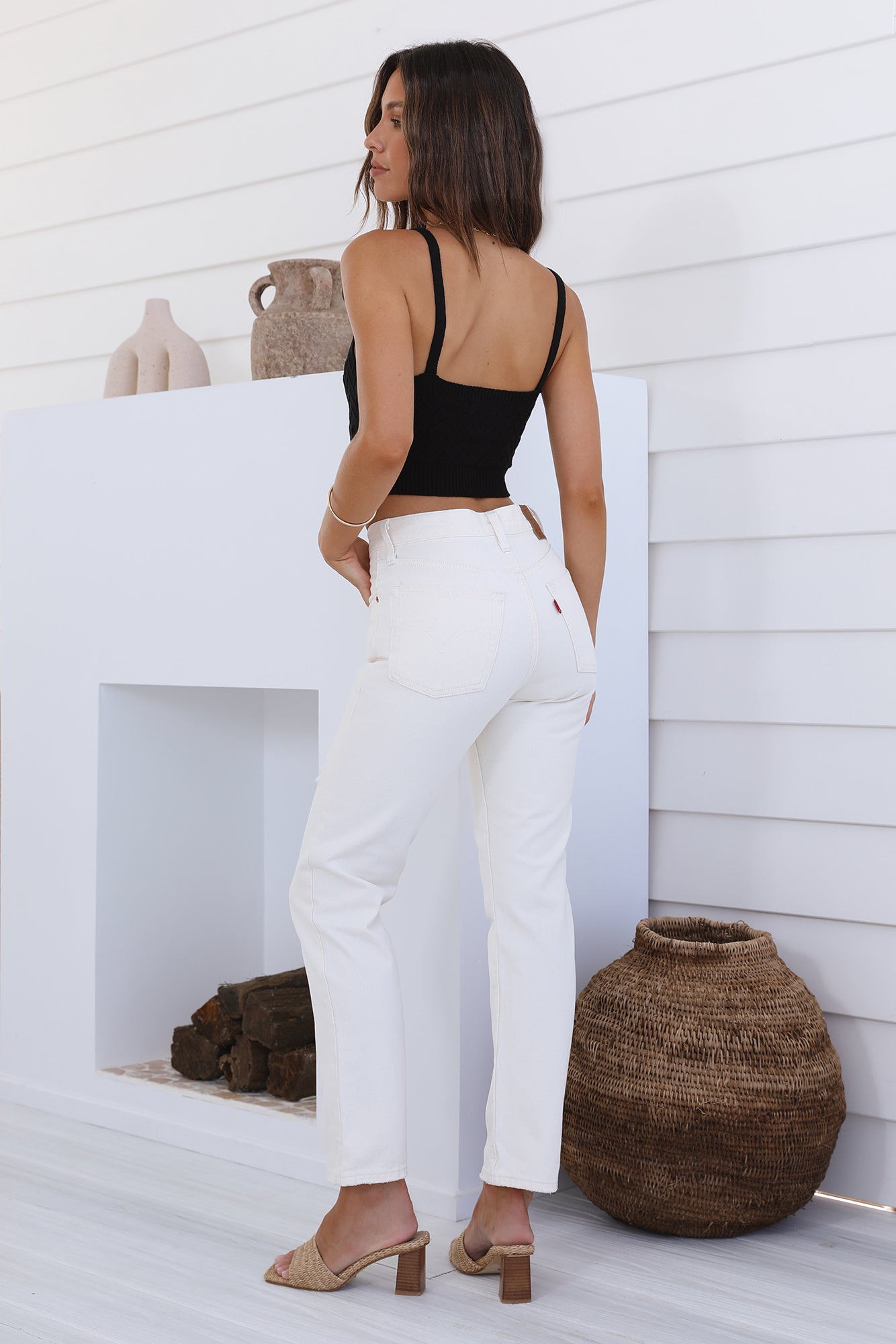 LEVIS 501 Original Cropped Jeans Ecru Booper-Seaa Fashion