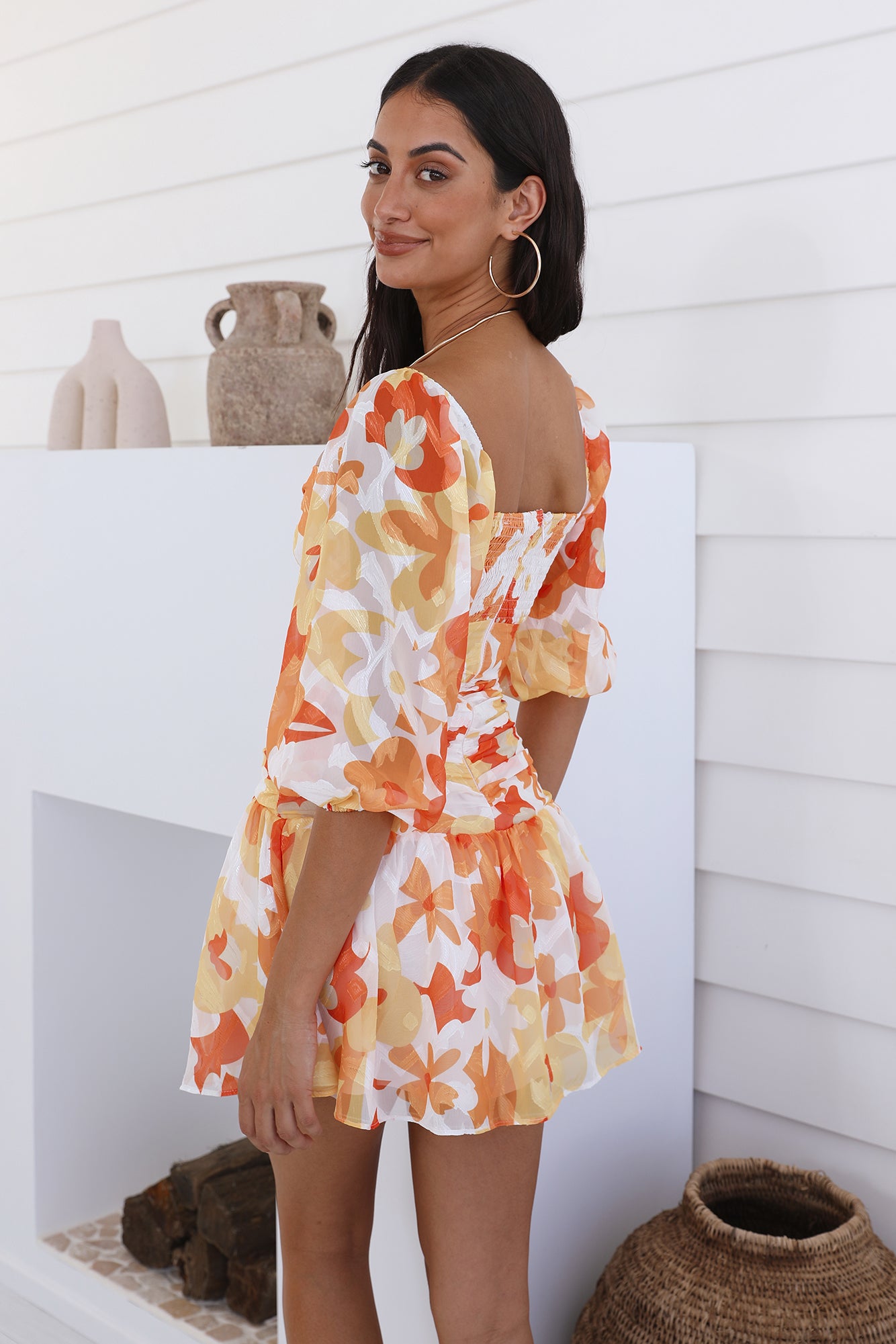 Daisy Chains Dress Orange-Seaa Fashion