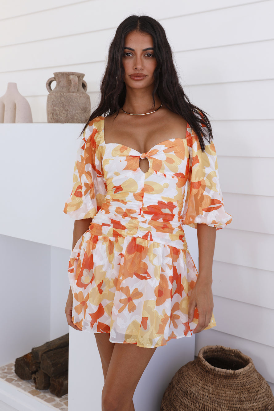 Daisy Chains Dress Orange-Seaa Fashion