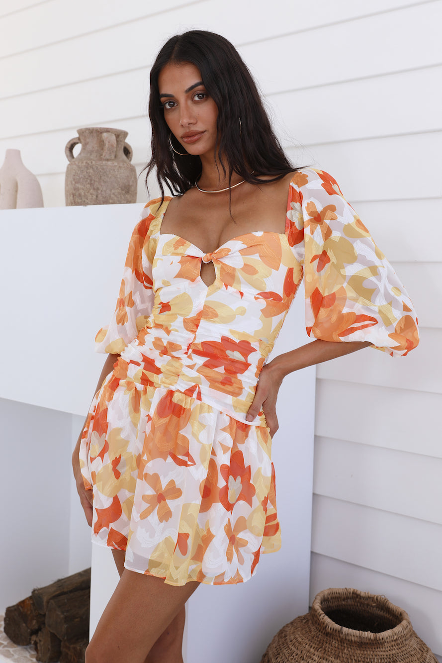 Daisy Chains Dress Orange-Seaa Fashion