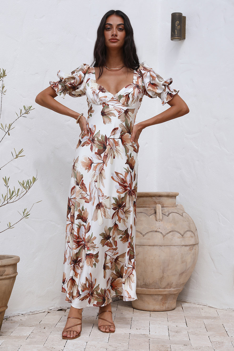 Whimsical Heart Maxi Dress Brown-Seaa Fashion