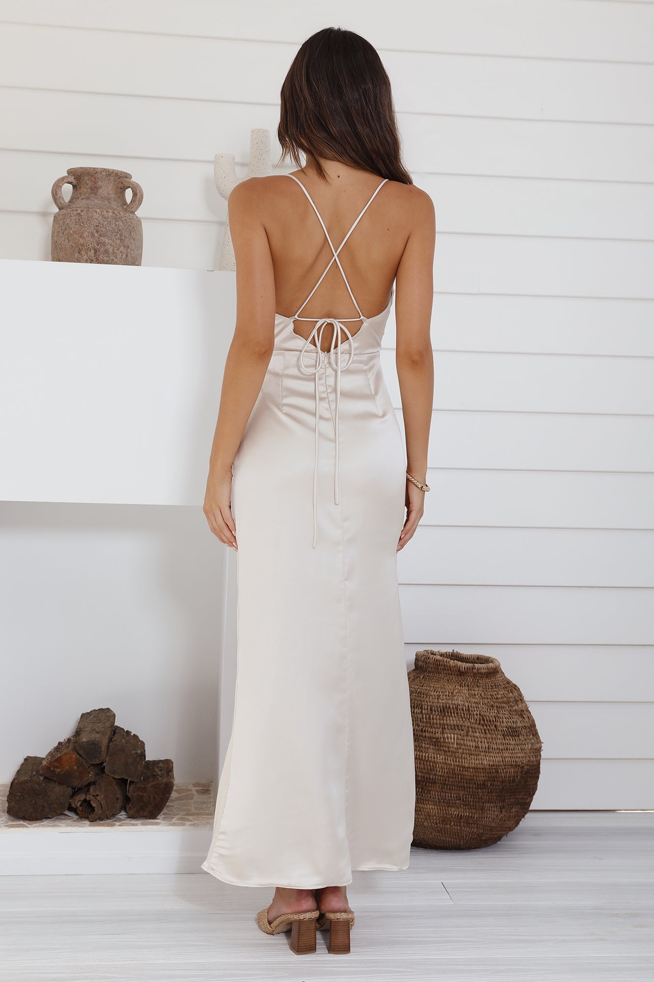 Having You Maxi Dress Champagne-Seaa Fashion