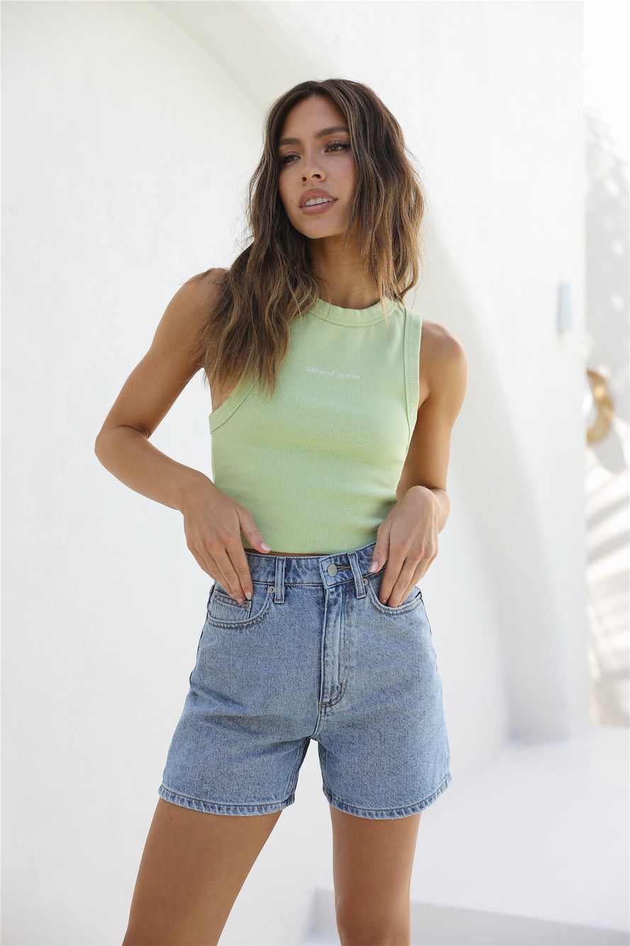 ABRAND A Heather Singlet Faded Fluro Green-Seaa Fashion