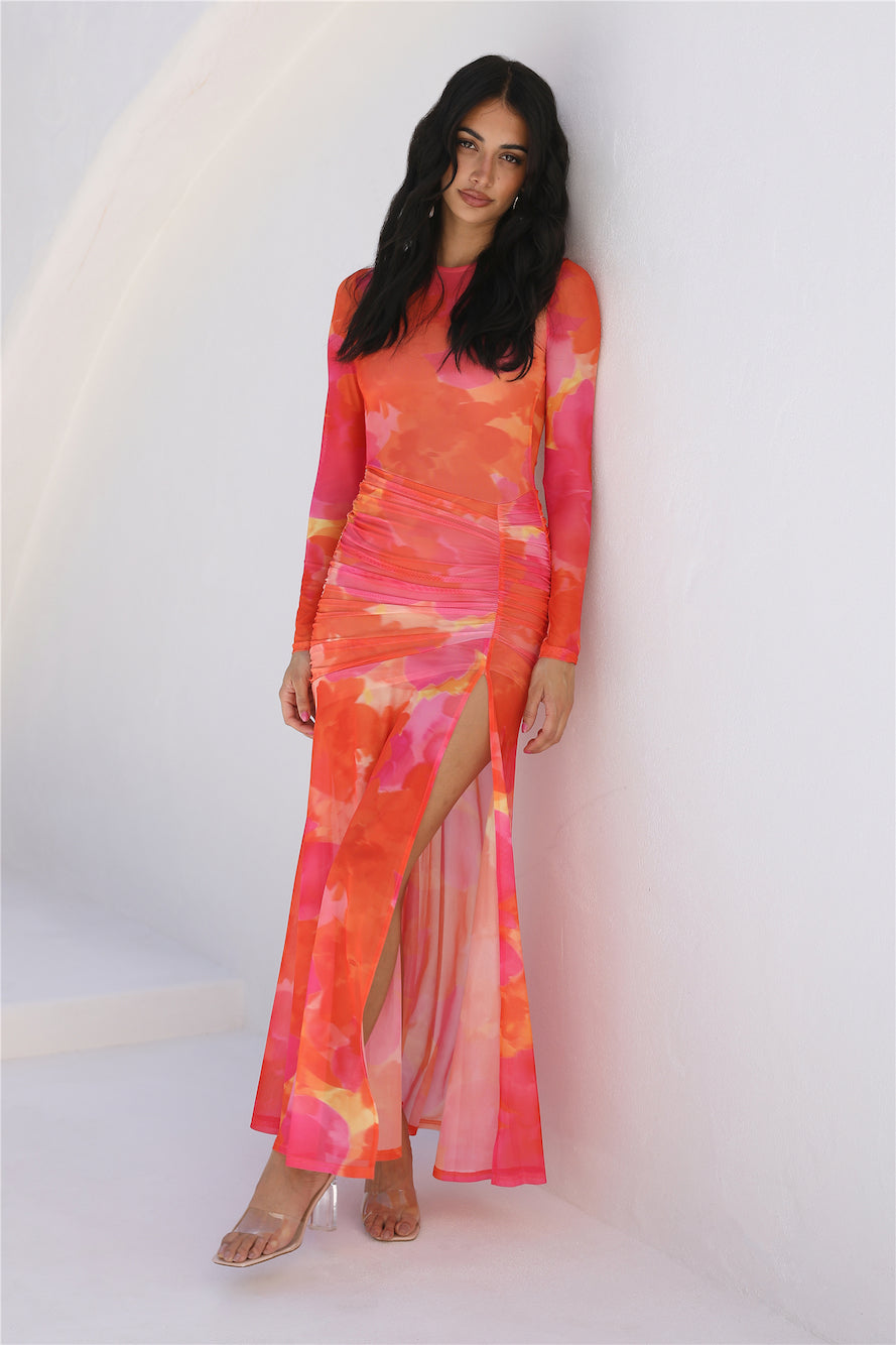 RUNAWAY THE LABEL Olivia Maxi Dress Orange Floral-Seaa Fashion