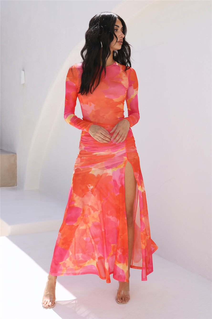 RUNAWAY THE LABEL Olivia Maxi Dress Orange Floral-Seaa Fashion