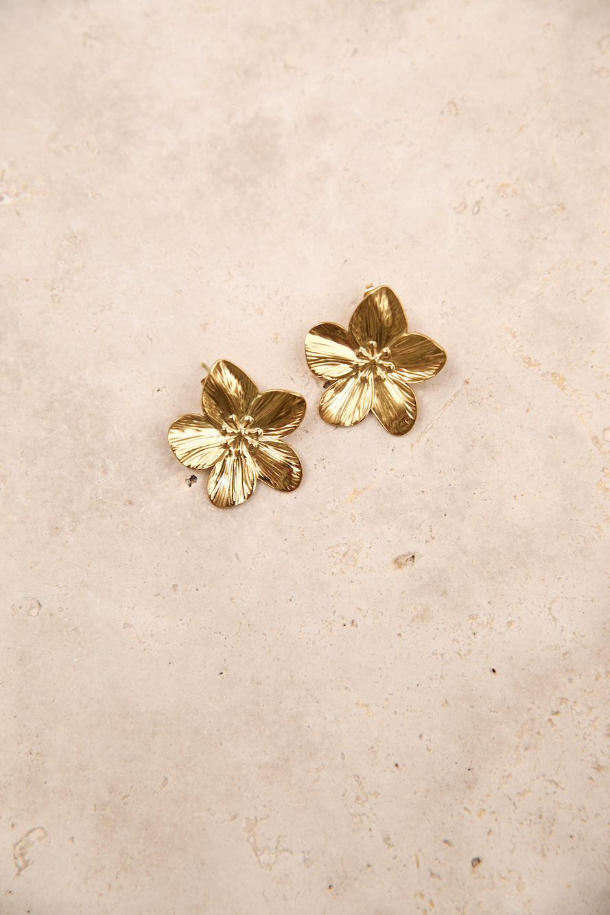 18k Gold Plated Frangipani Earrings Gold-Seaa Fashion