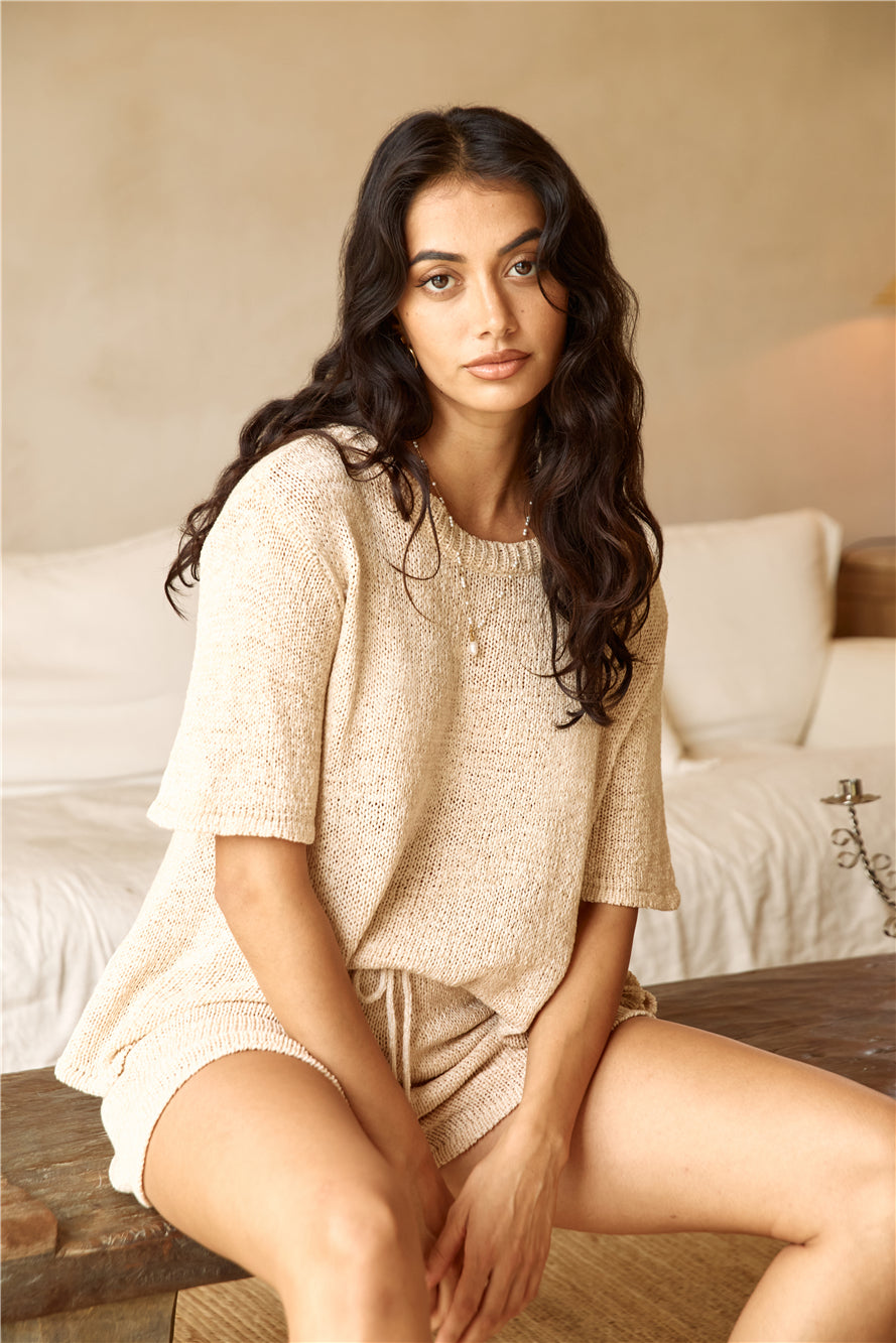 Breakfast In Bed Knit Set Beige-Seaa Fashion