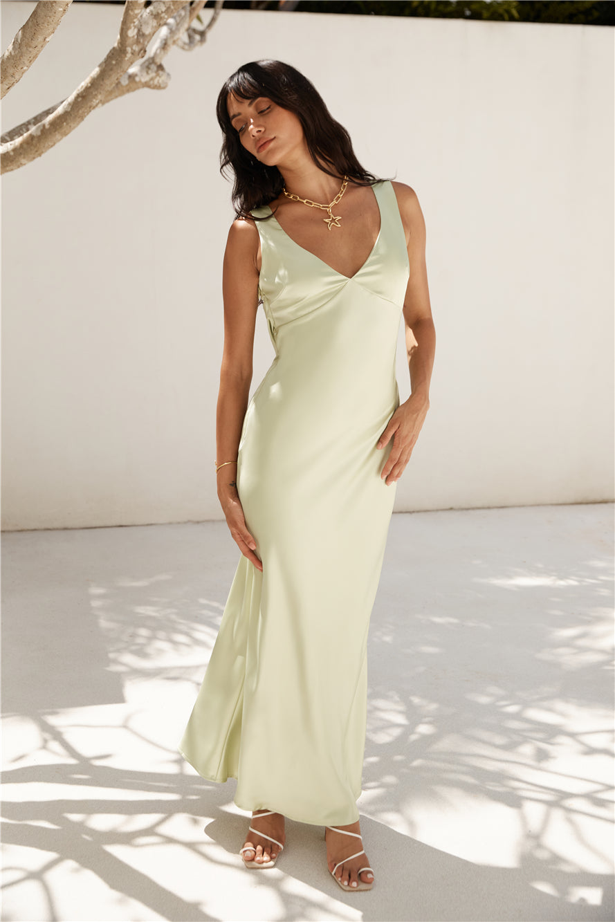 Freshen Up Satin Maxi Dress Green-Seaa Fashion