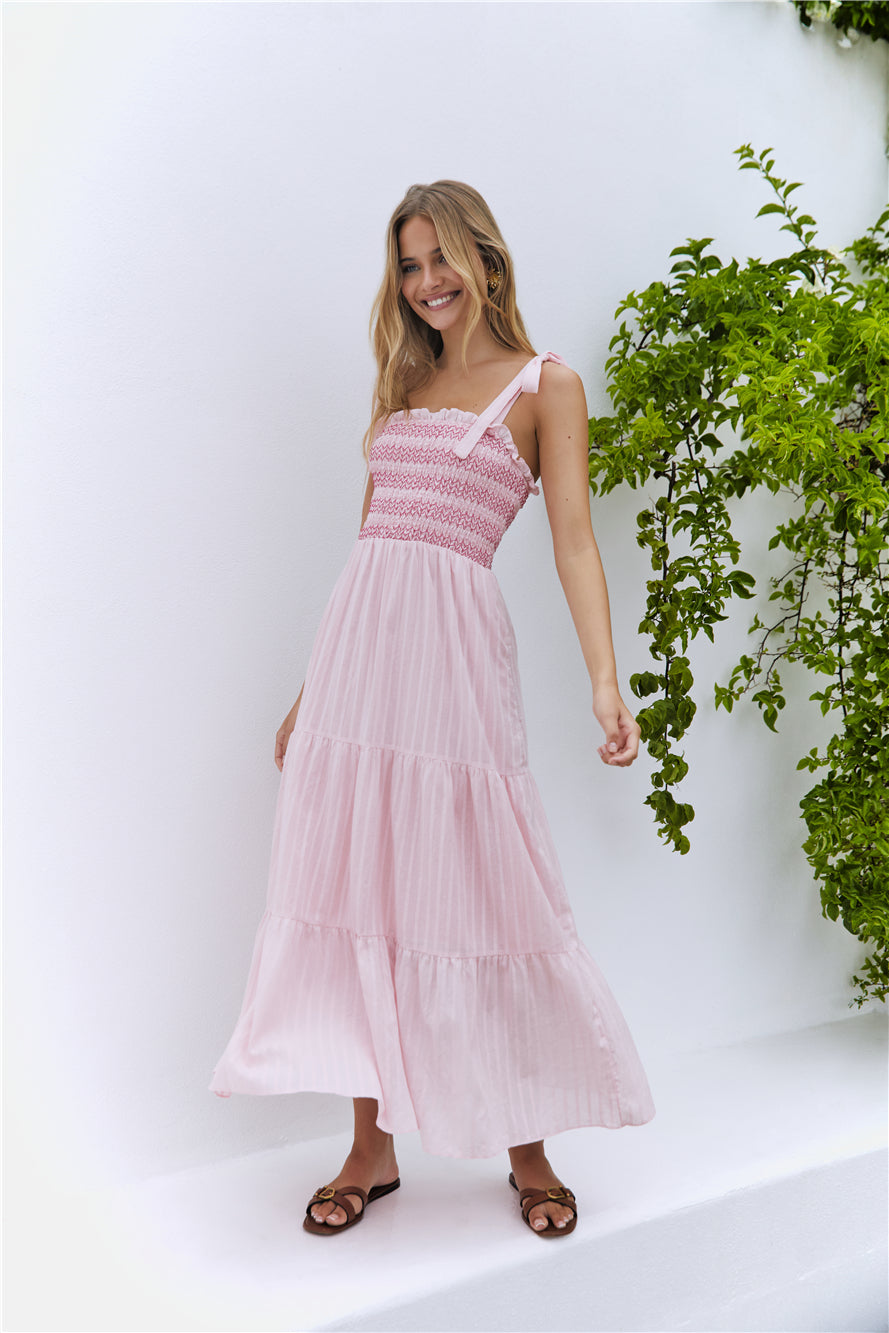 Sweet Whispers Maxi Dress Pink-Seaa Fashion