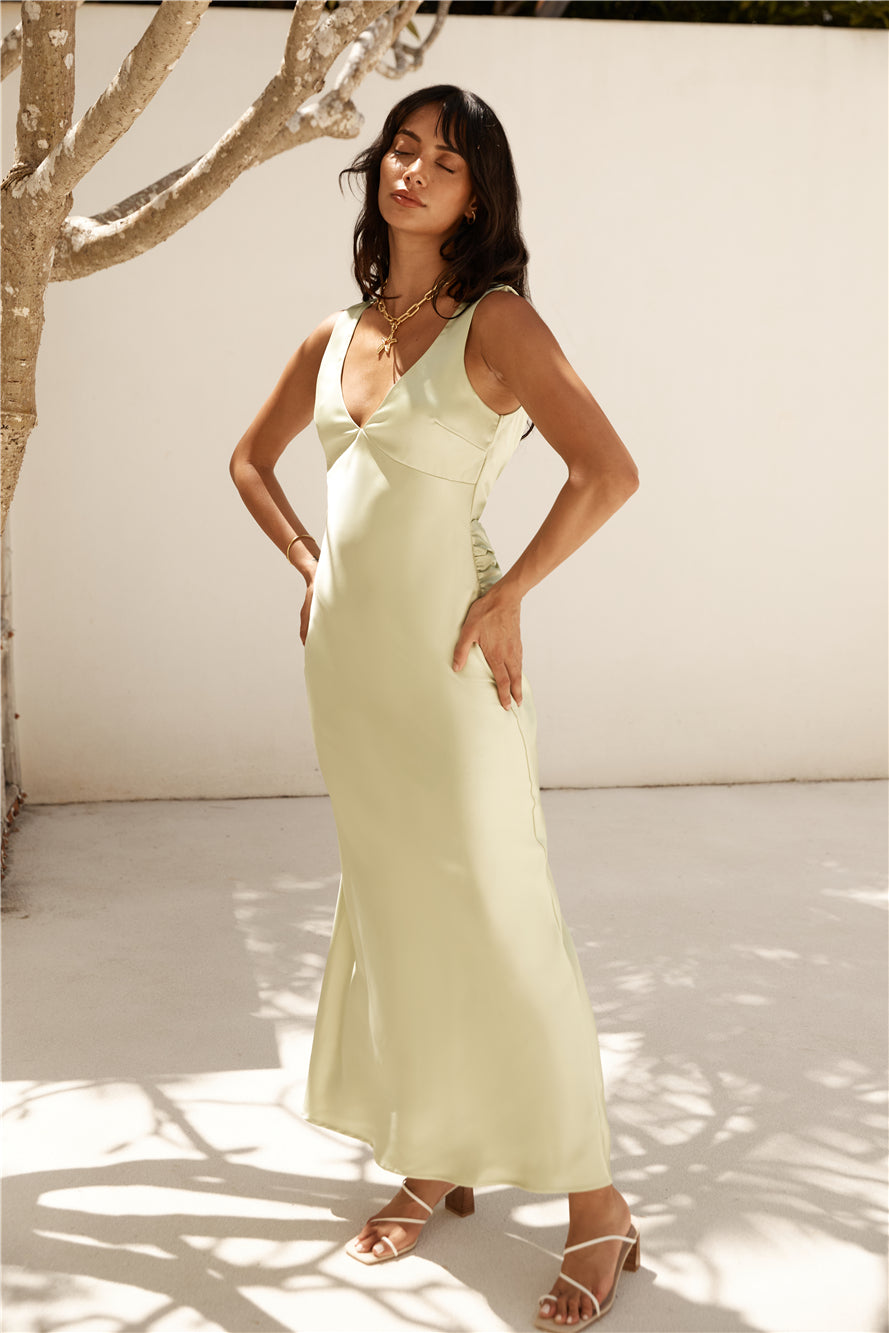 Freshen Up Satin Maxi Dress Green-Seaa Fashion