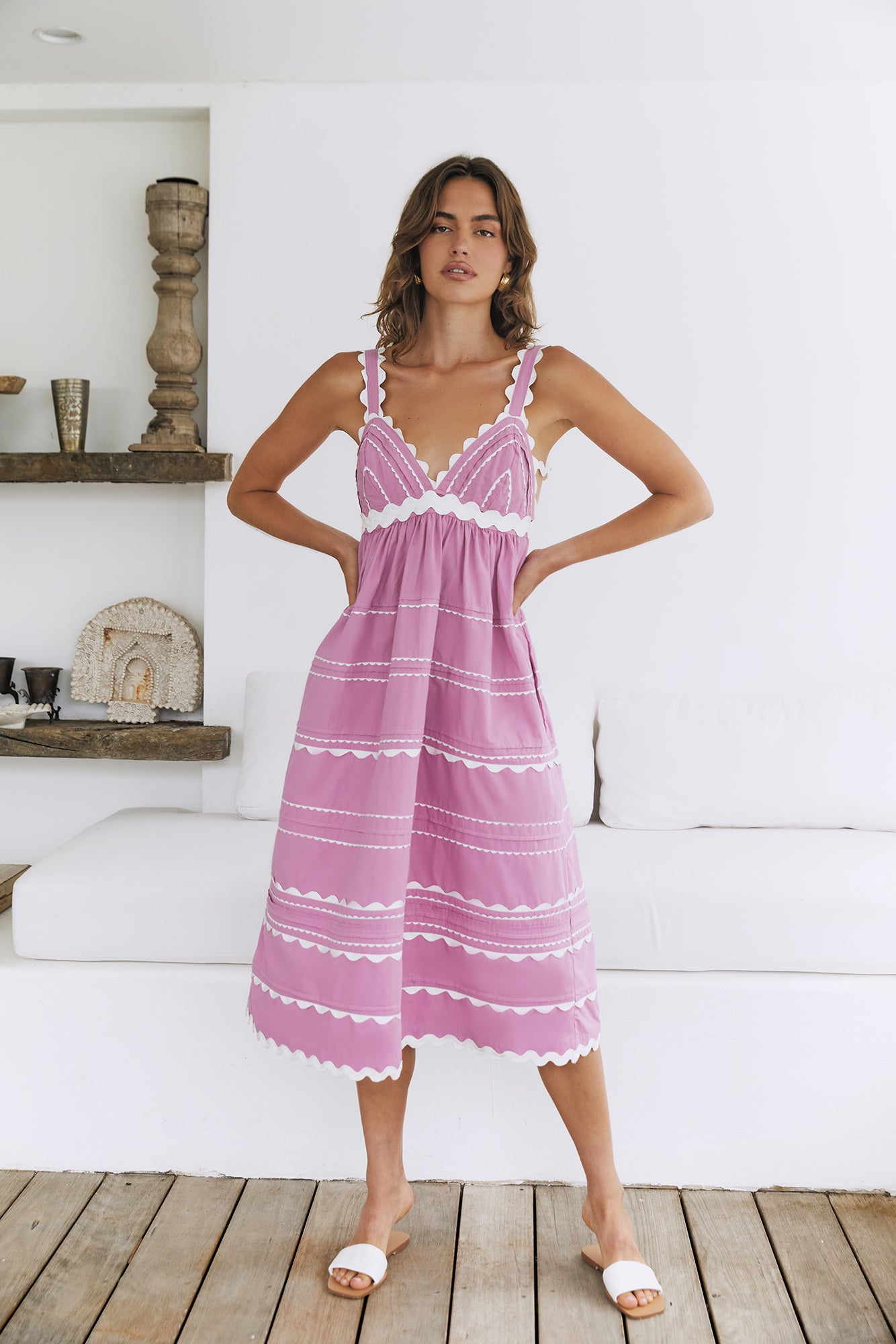 Summer Soirée Midi Dress Pink-Seaa Fashion