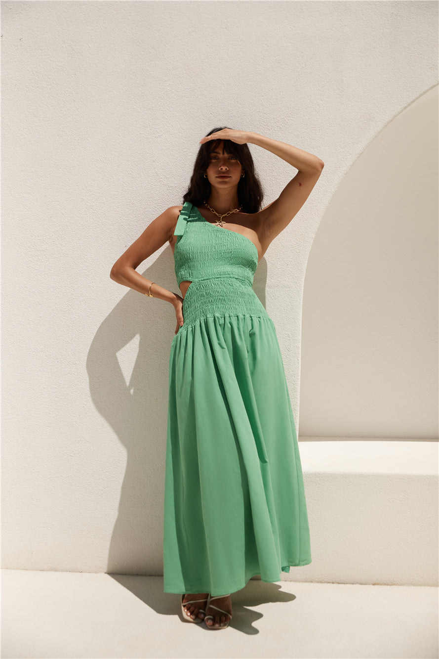 Close Up One Shoulder Maxi Dress Green-Seaa Fashion