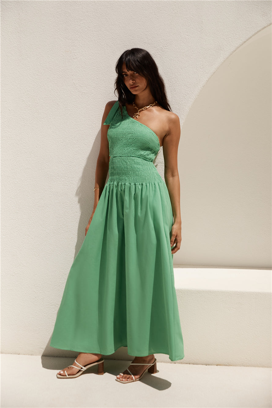 Close Up One Shoulder Maxi Dress Green-Seaa Fashion