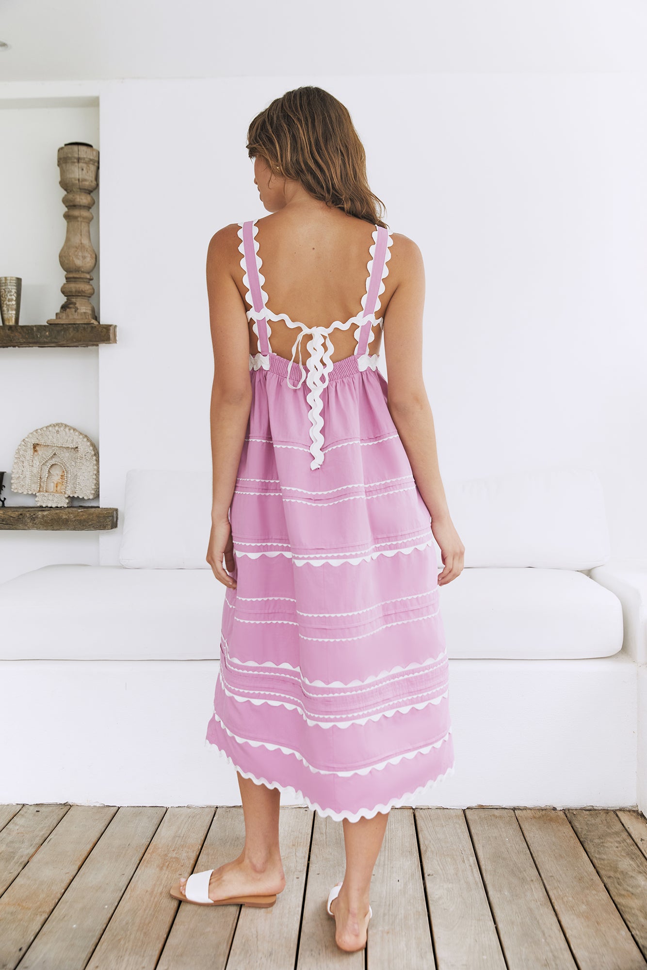 Summer Soirée Midi Dress Pink-Seaa Fashion