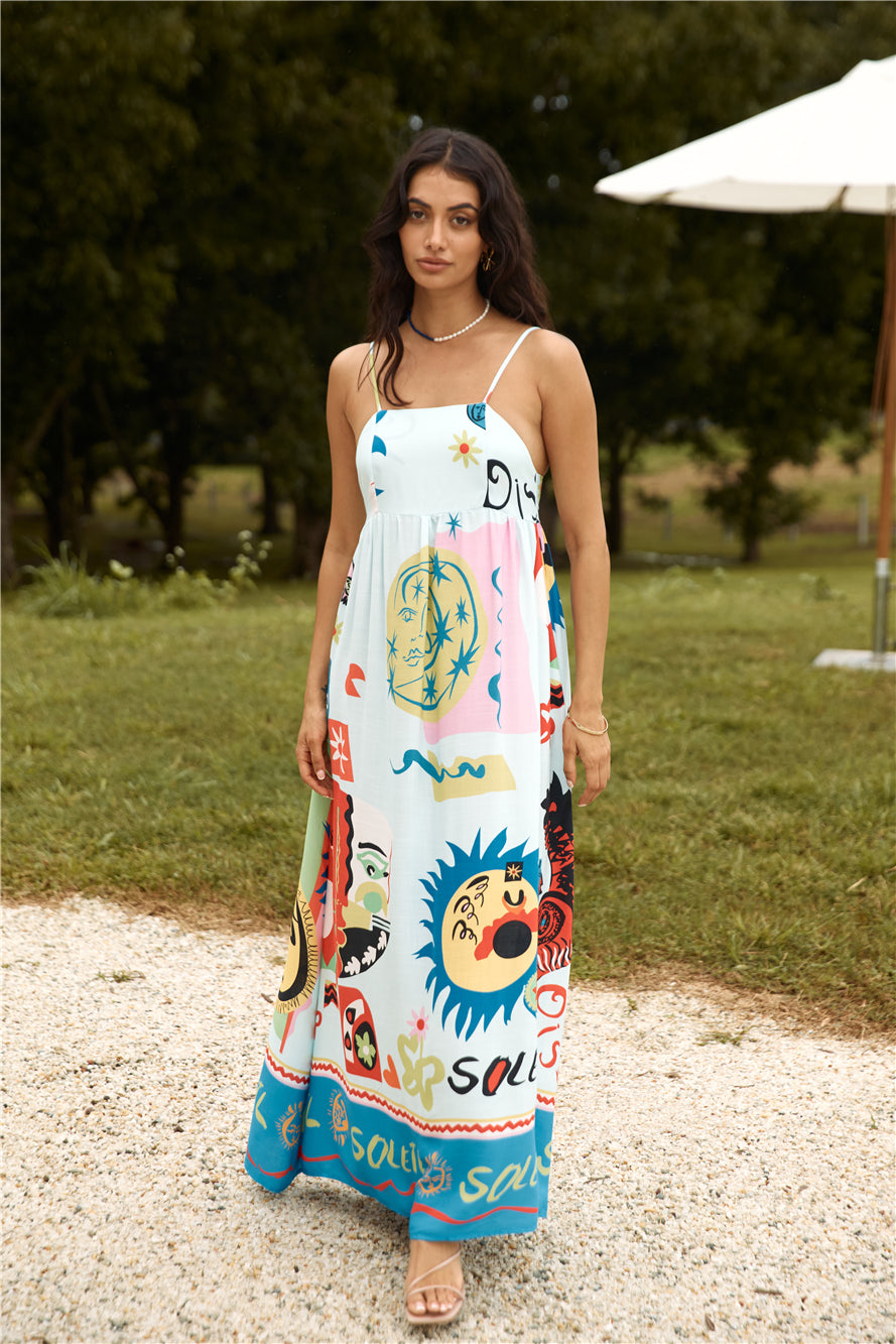 French Sunrise Maxi Dress Blue-Seaa Fashion