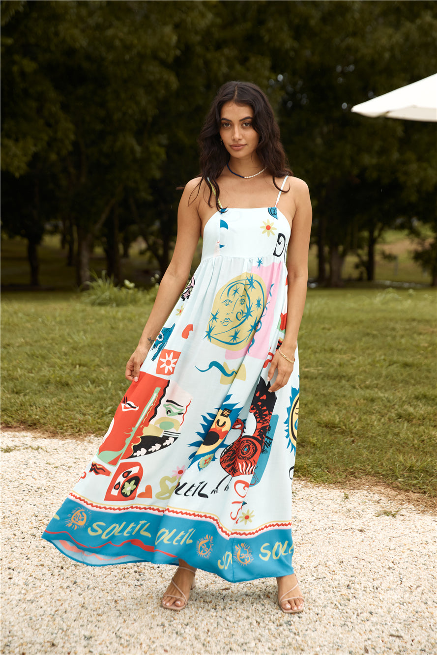 French Sunrise Maxi Dress Blue-Seaa Fashion