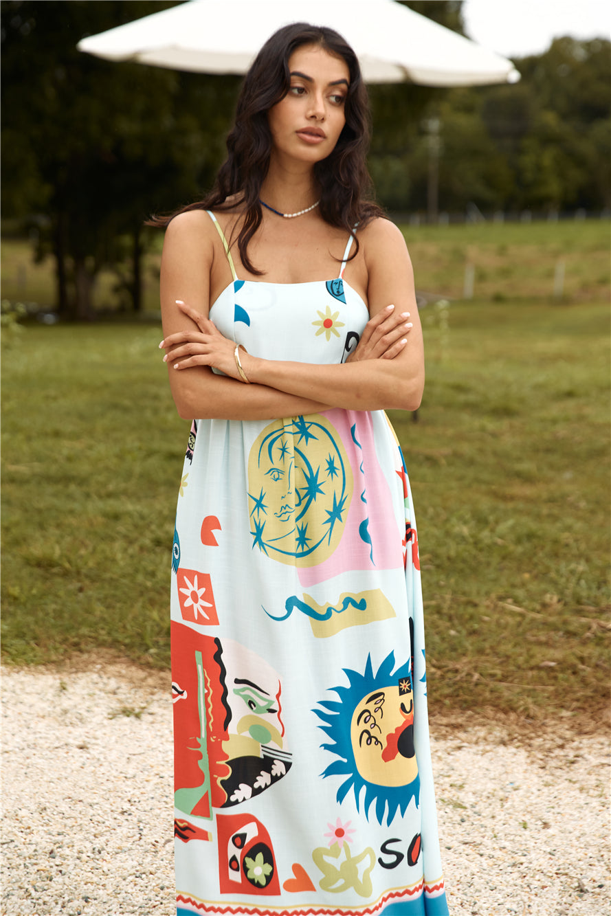 French Sunrise Maxi Dress Blue-Seaa Fashion