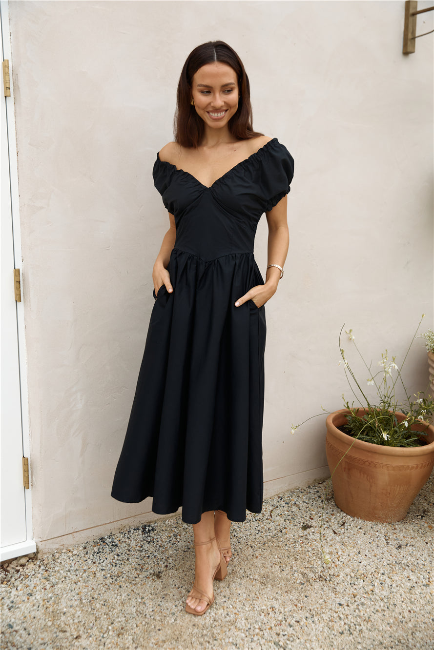 Upon A Dream Midi Dress Black-Seaa Fashion