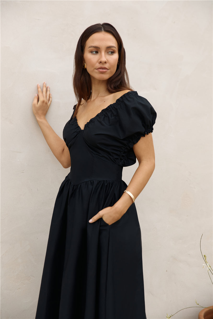 Upon A Dream Midi Dress Black-Seaa Fashion