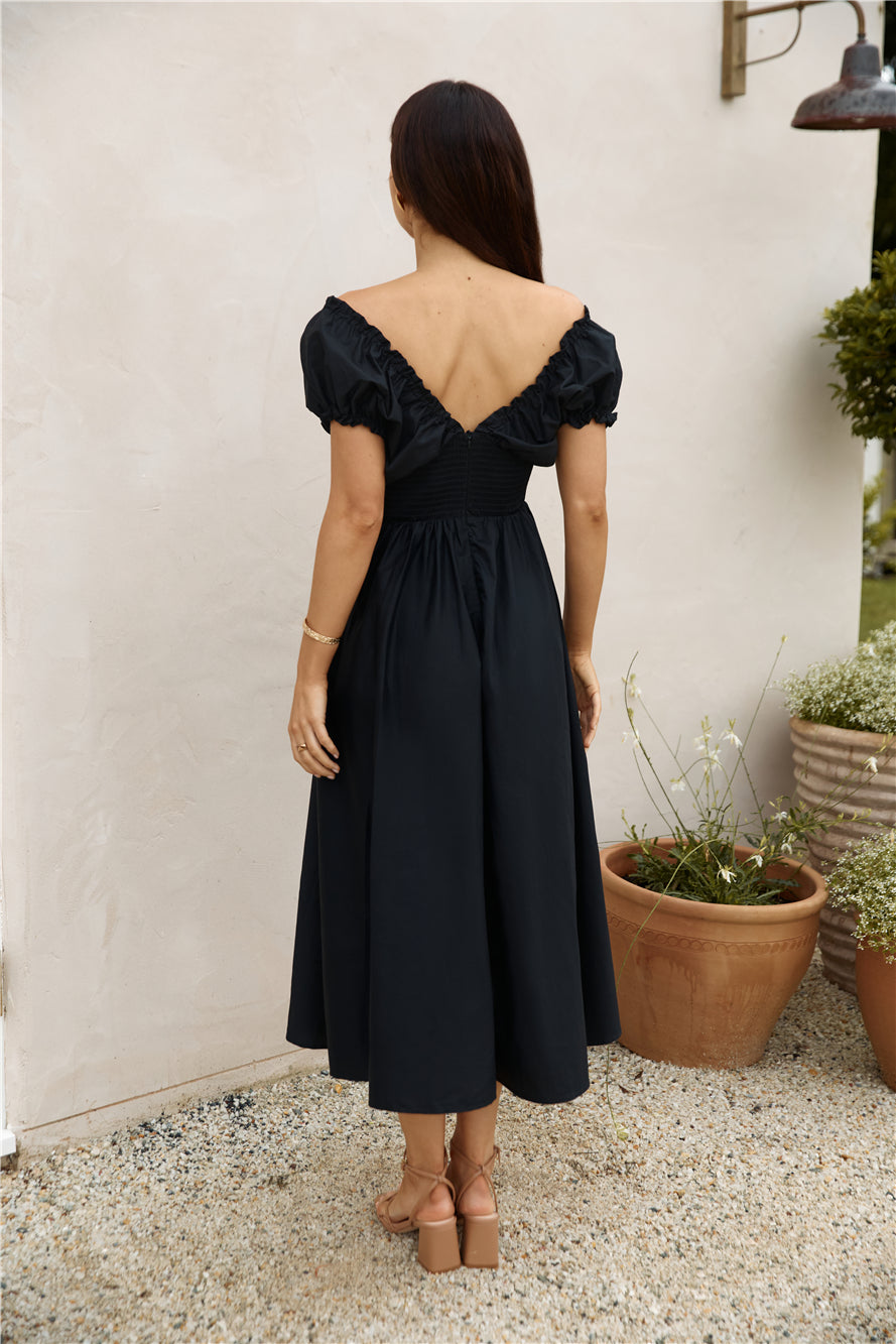 Upon A Dream Midi Dress Black-Seaa Fashion