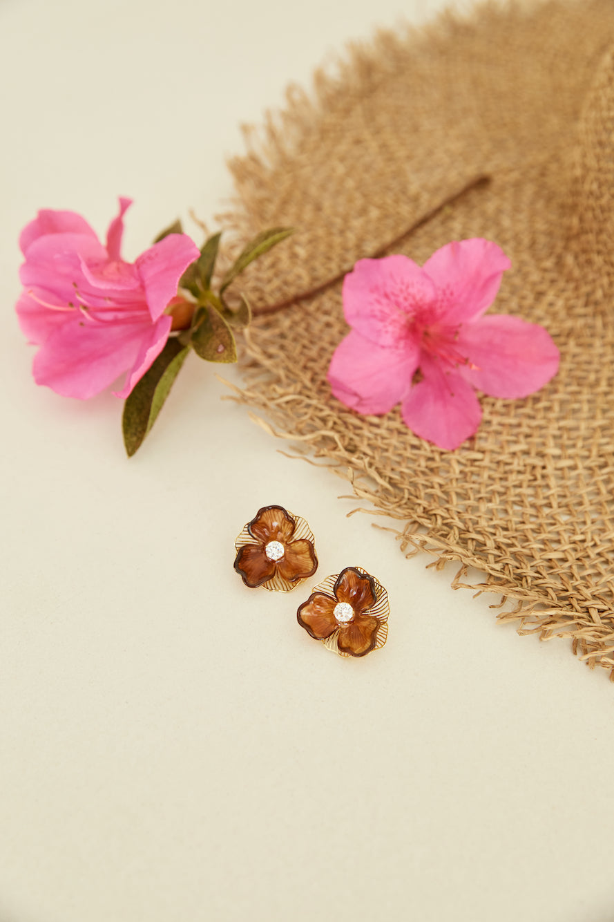 18k Gold Plated Wildflowers Earrings Gold-Seaa Fashion