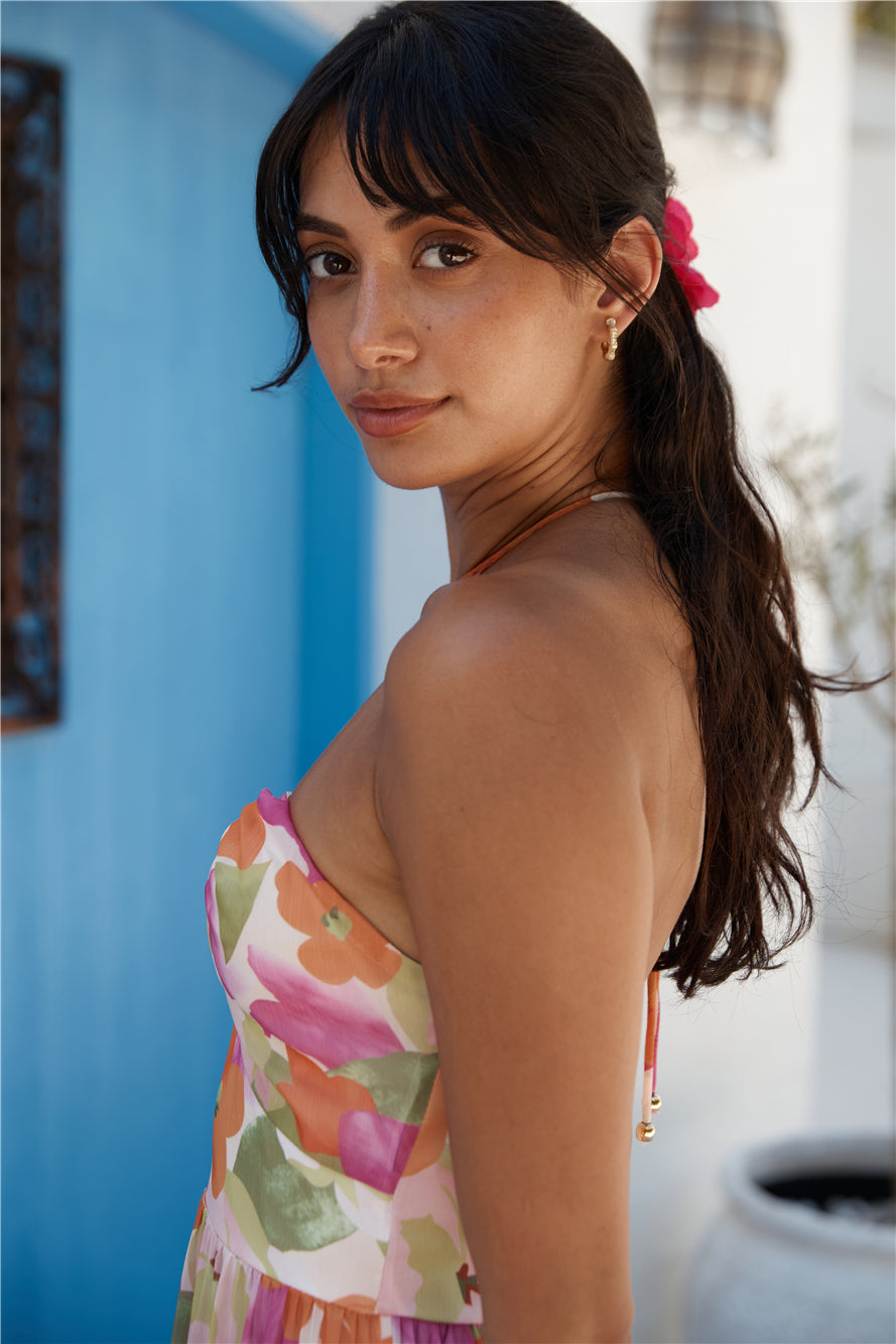 Summer Oasis Halter Maxi Dress Pink-Seaa Fashion