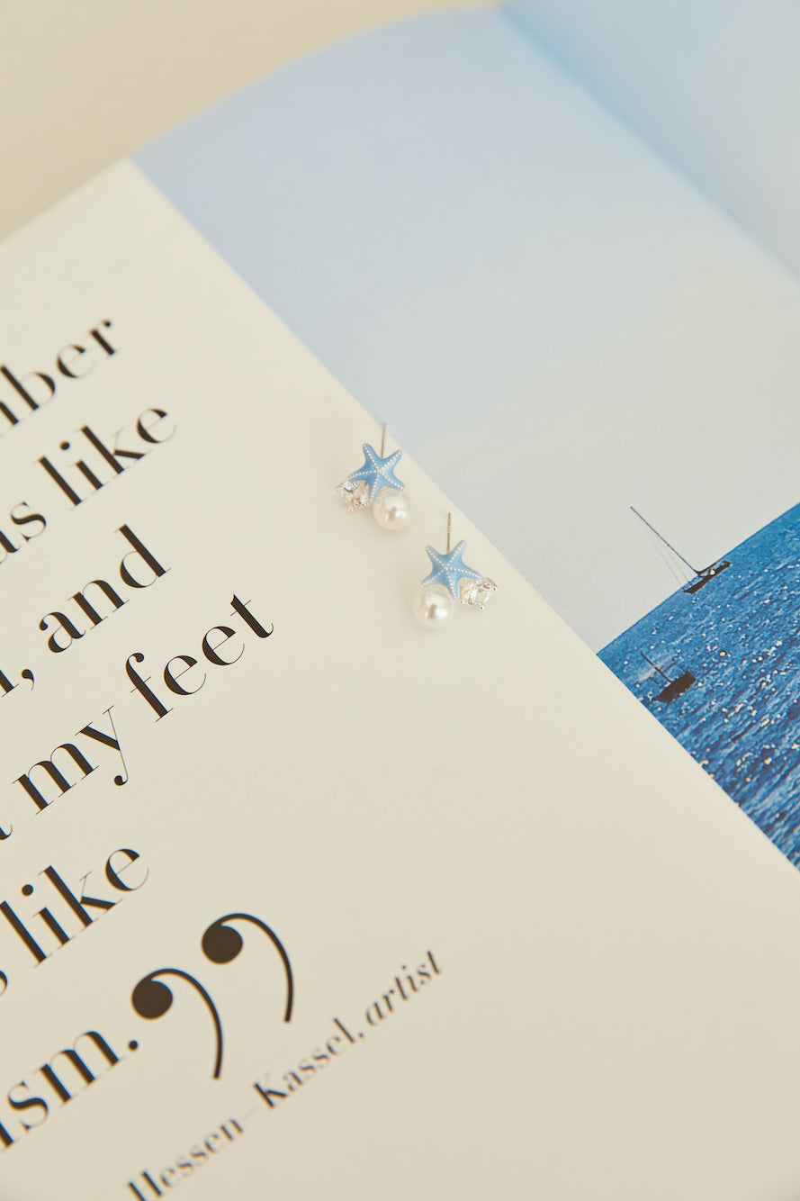 Petite Starfish Earrings Blue-Seaa Fashion