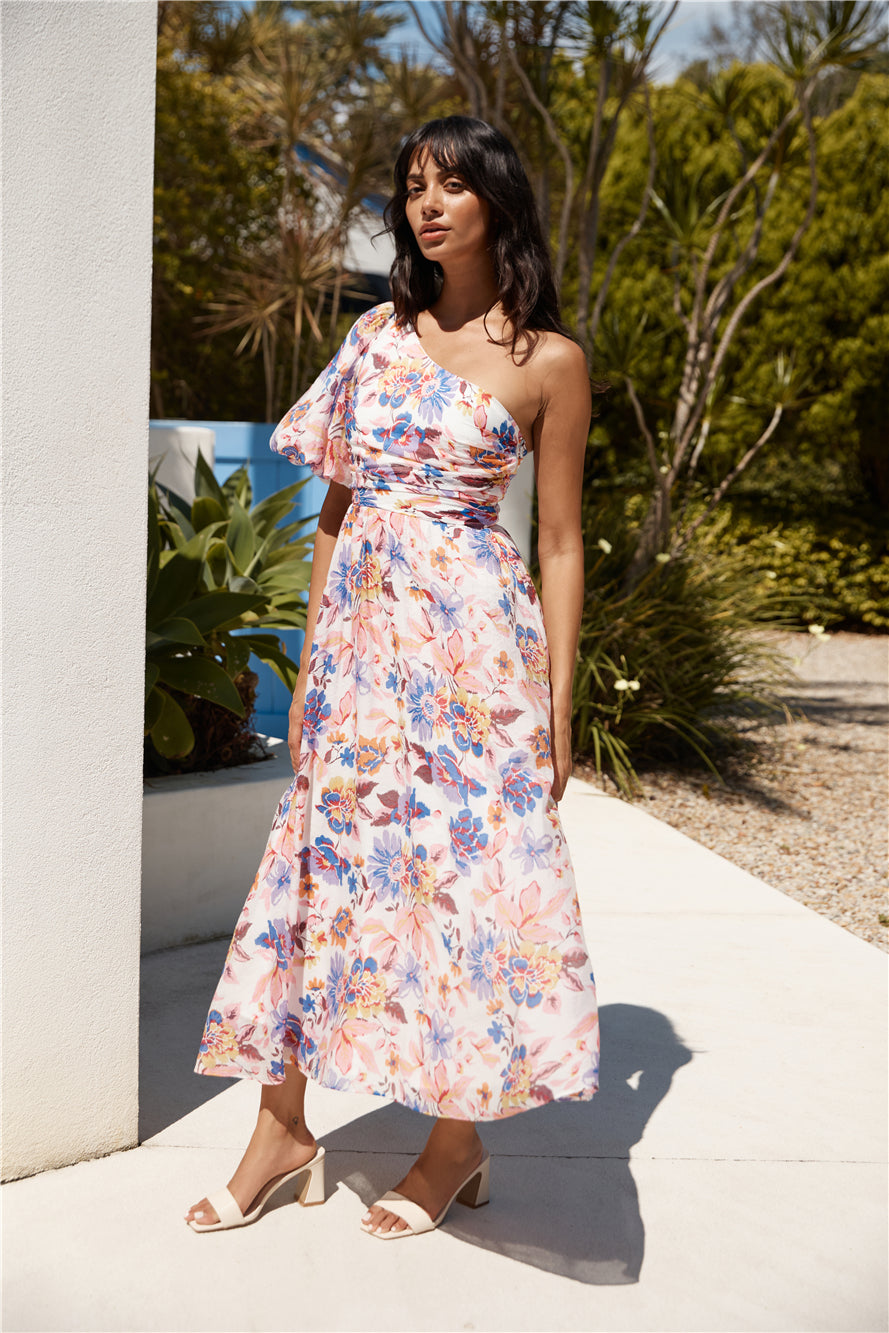 Chin Up One Shoulder Maxi Dress Purple-Seaa Fashion