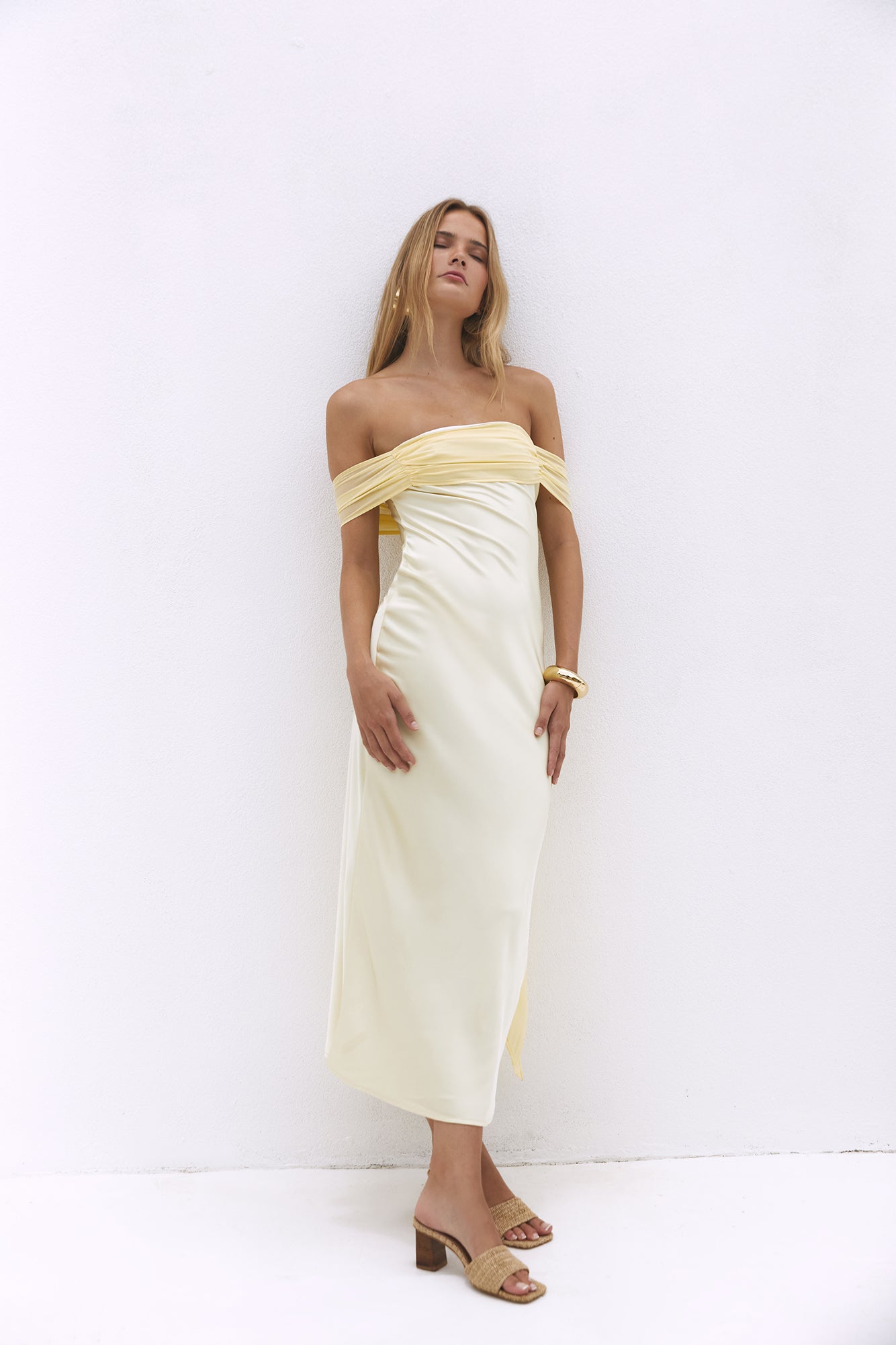 Cleo Cove Strapless Maxi Dress Butter Yellow-Seaa Fashion