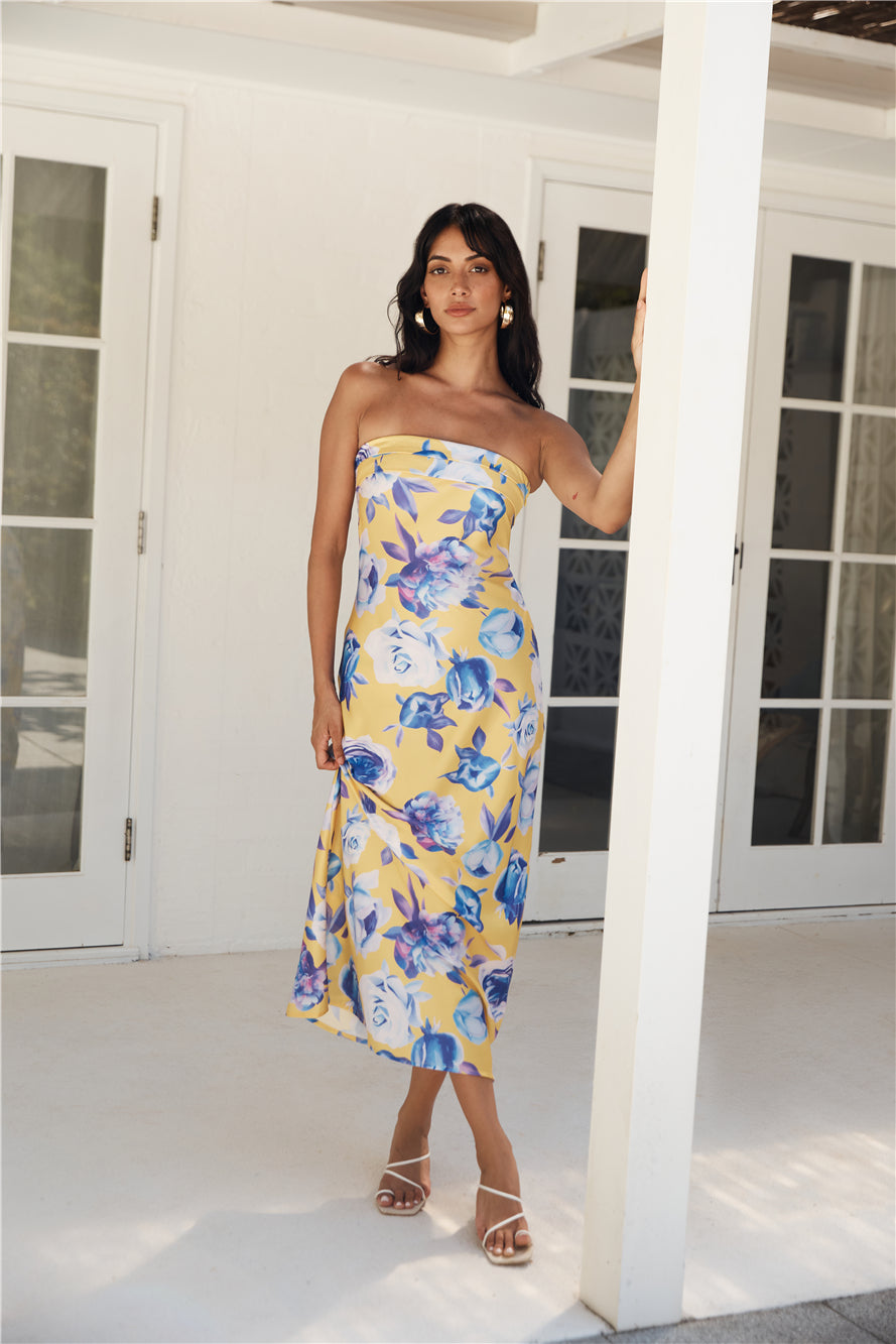 True Royalty Strapless Maxi Dress Yellow-Seaa Fashion