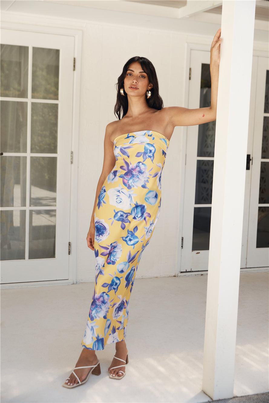 True Royalty Strapless Maxi Dress Yellow-Seaa Fashion