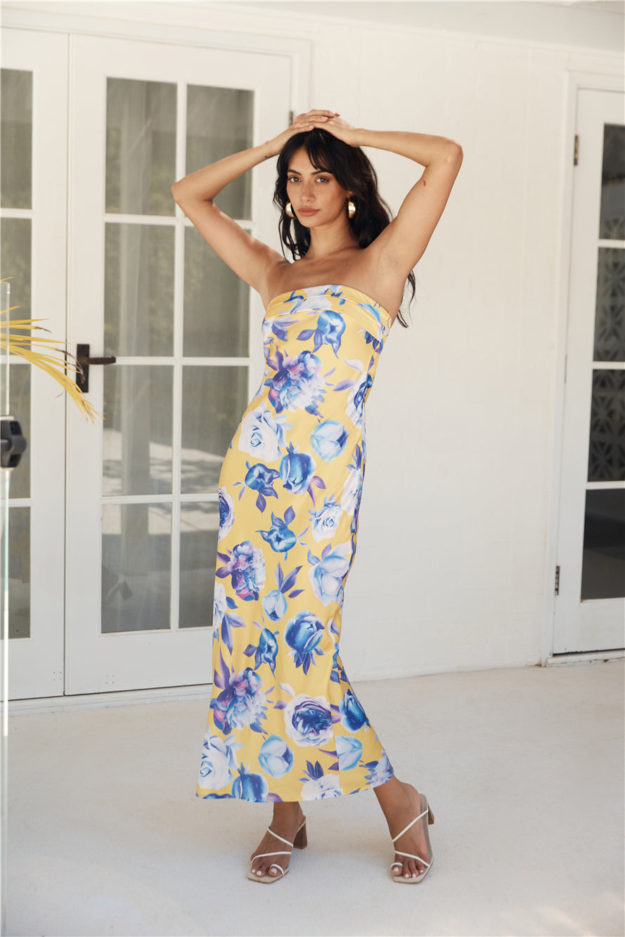 True Royalty Strapless Maxi Dress Yellow-Seaa Fashion