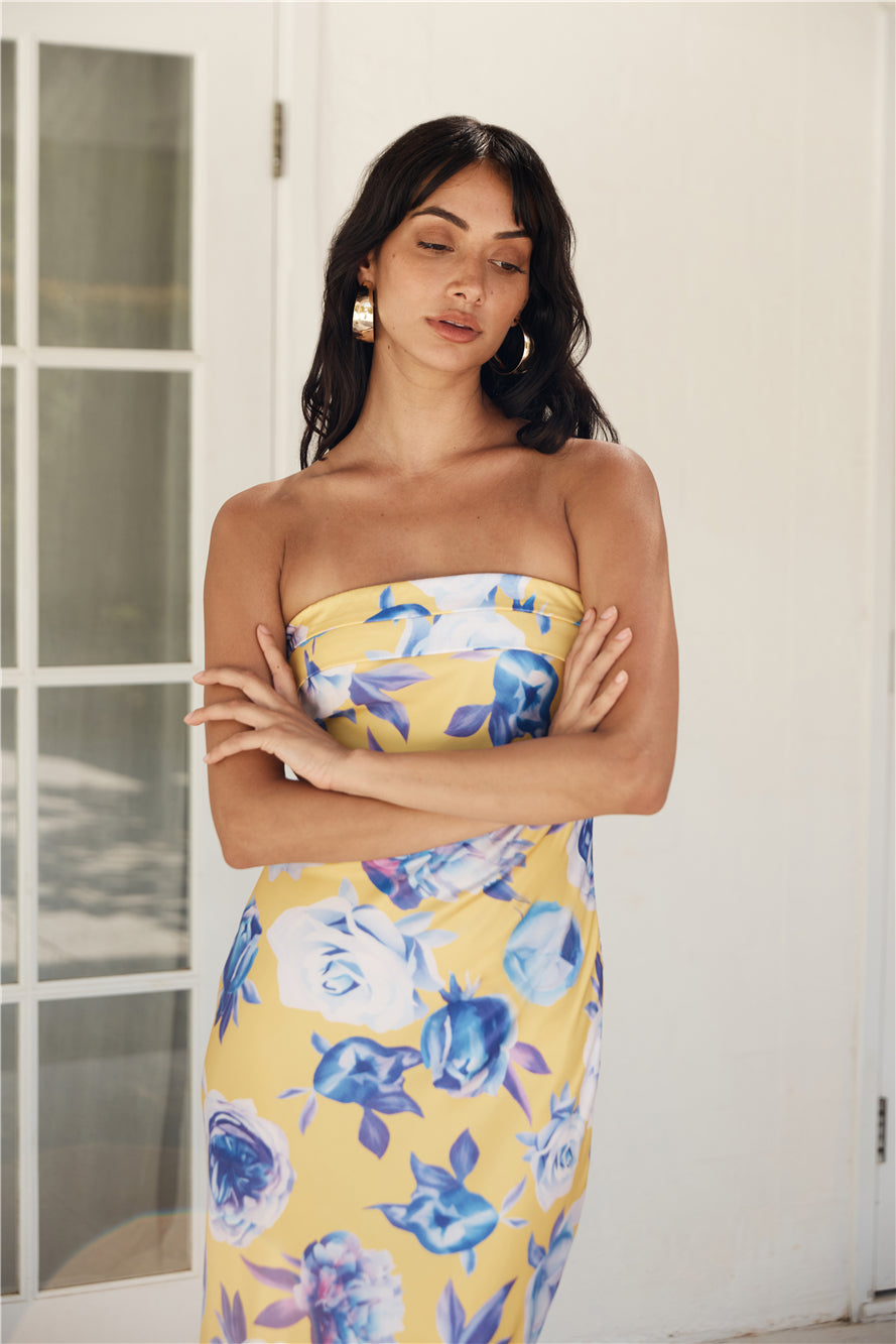 True Royalty Strapless Maxi Dress Yellow-Seaa Fashion