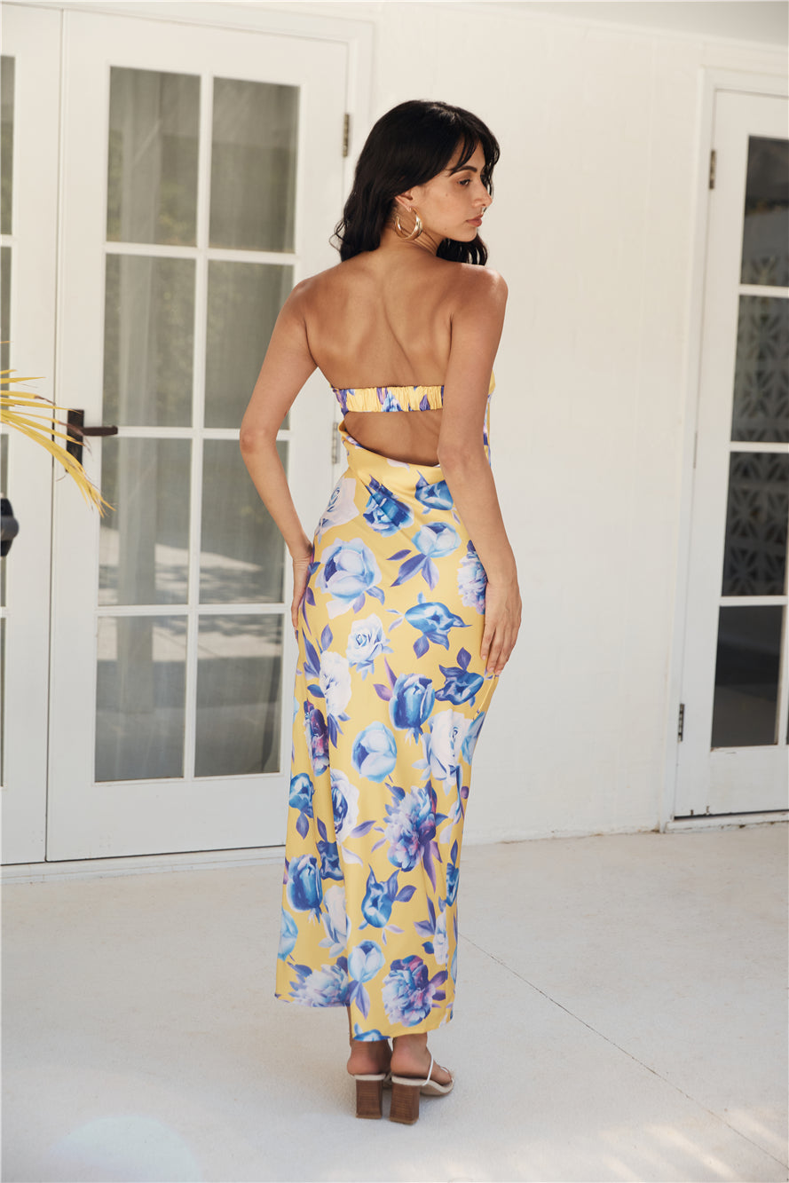 True Royalty Strapless Maxi Dress Yellow-Seaa Fashion