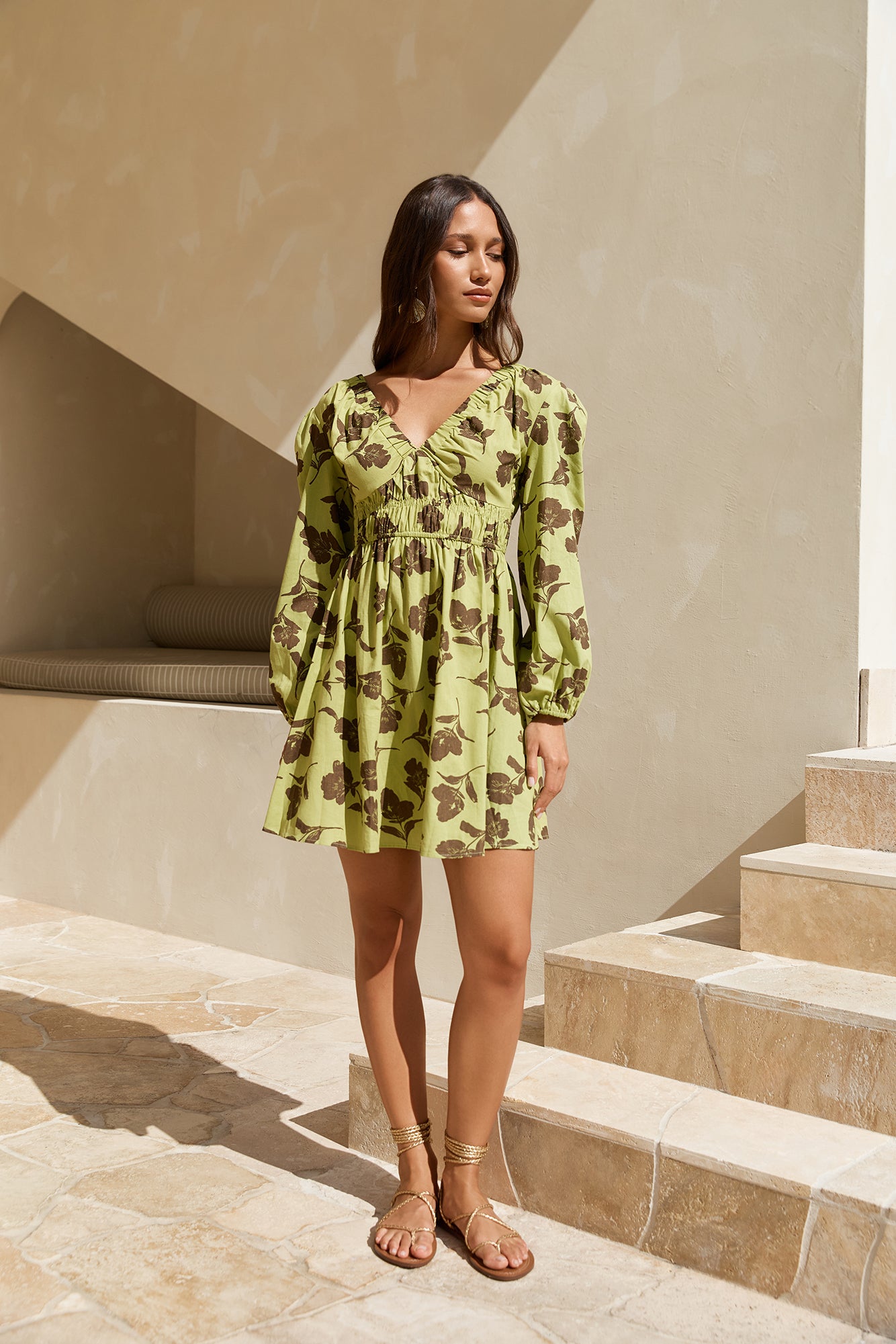 Aster Long Sleeve Mini Dress Green-Seaa Fashion