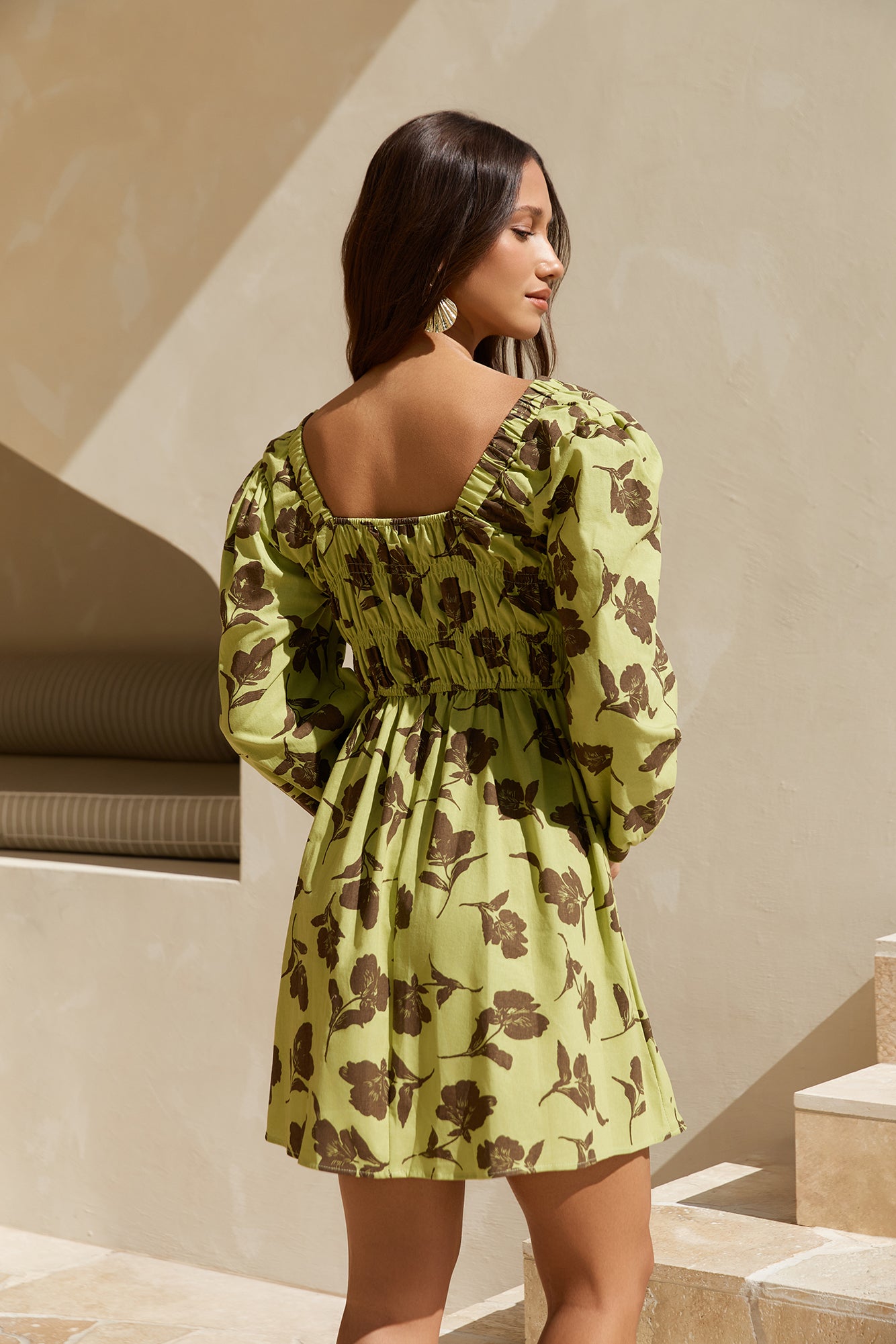 Aster Long Sleeve Mini Dress Green-Seaa Fashion