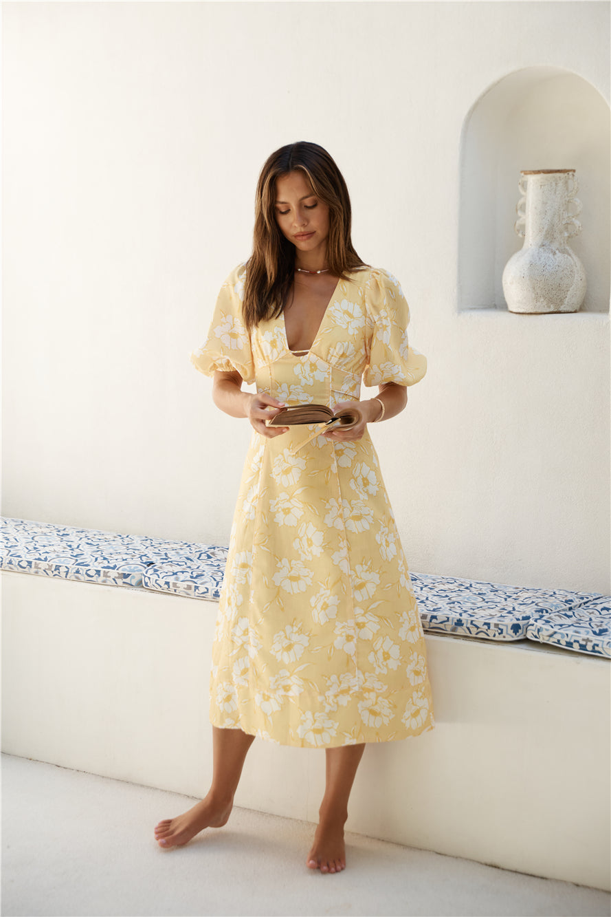 Sunshine Serenade Midi Dress Yellow-Seaa Fashion