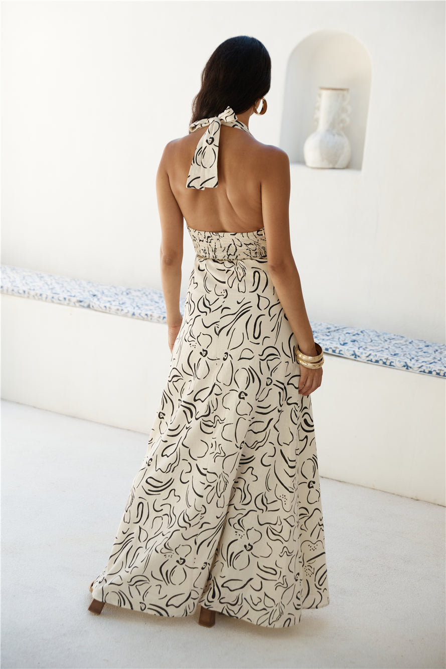 Under Shade Halter Maxi Dress Beige-Seaa Fashion