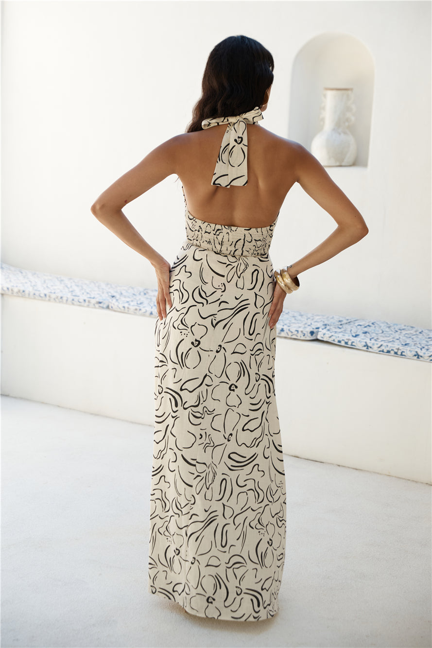 Under Shade Halter Maxi Dress Beige-Seaa Fashion