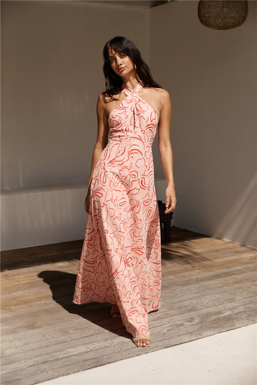 Under Shade Halter Maxi Dress Pink-Seaa Fashion