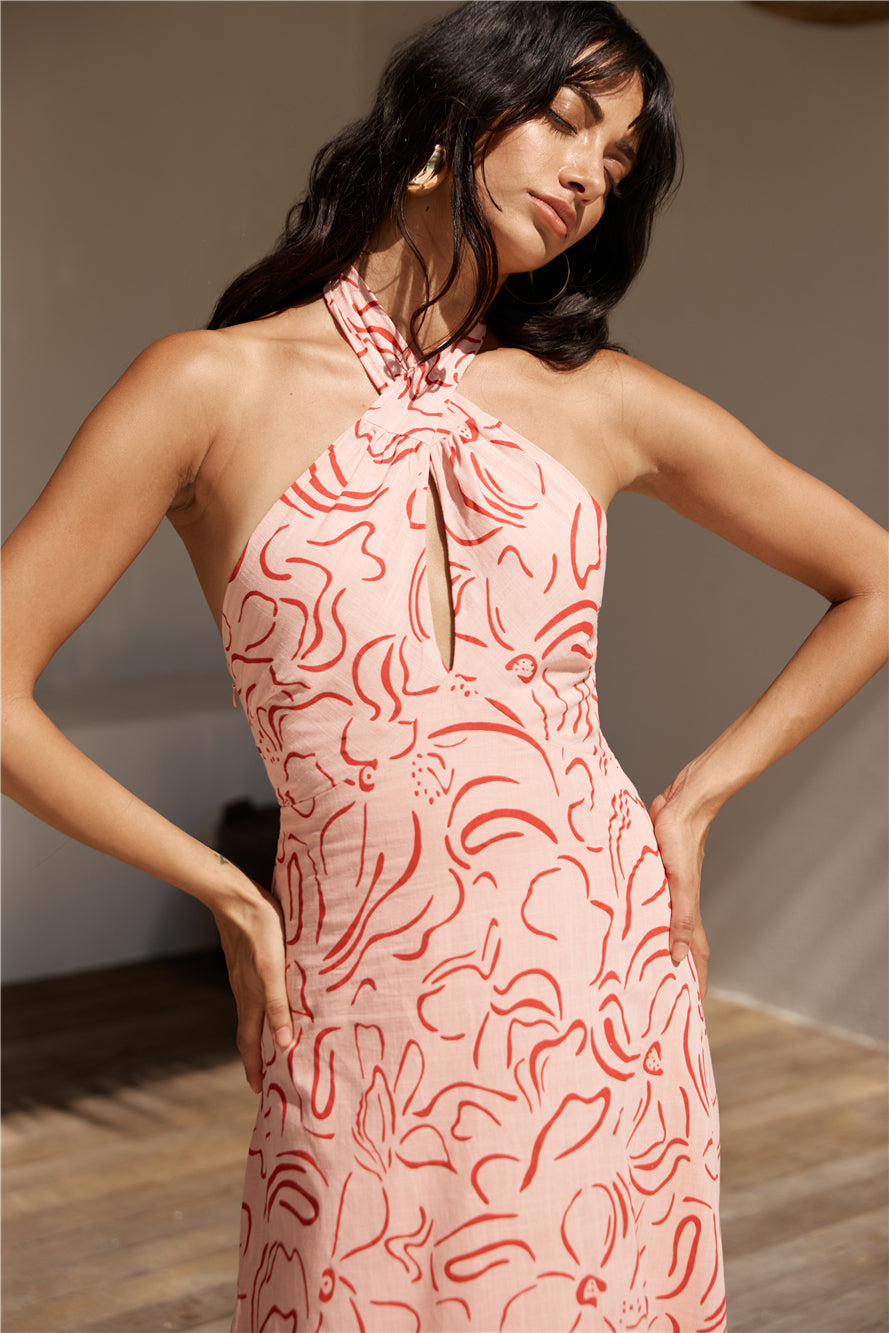 Under Shade Halter Maxi Dress Pink-Seaa Fashion