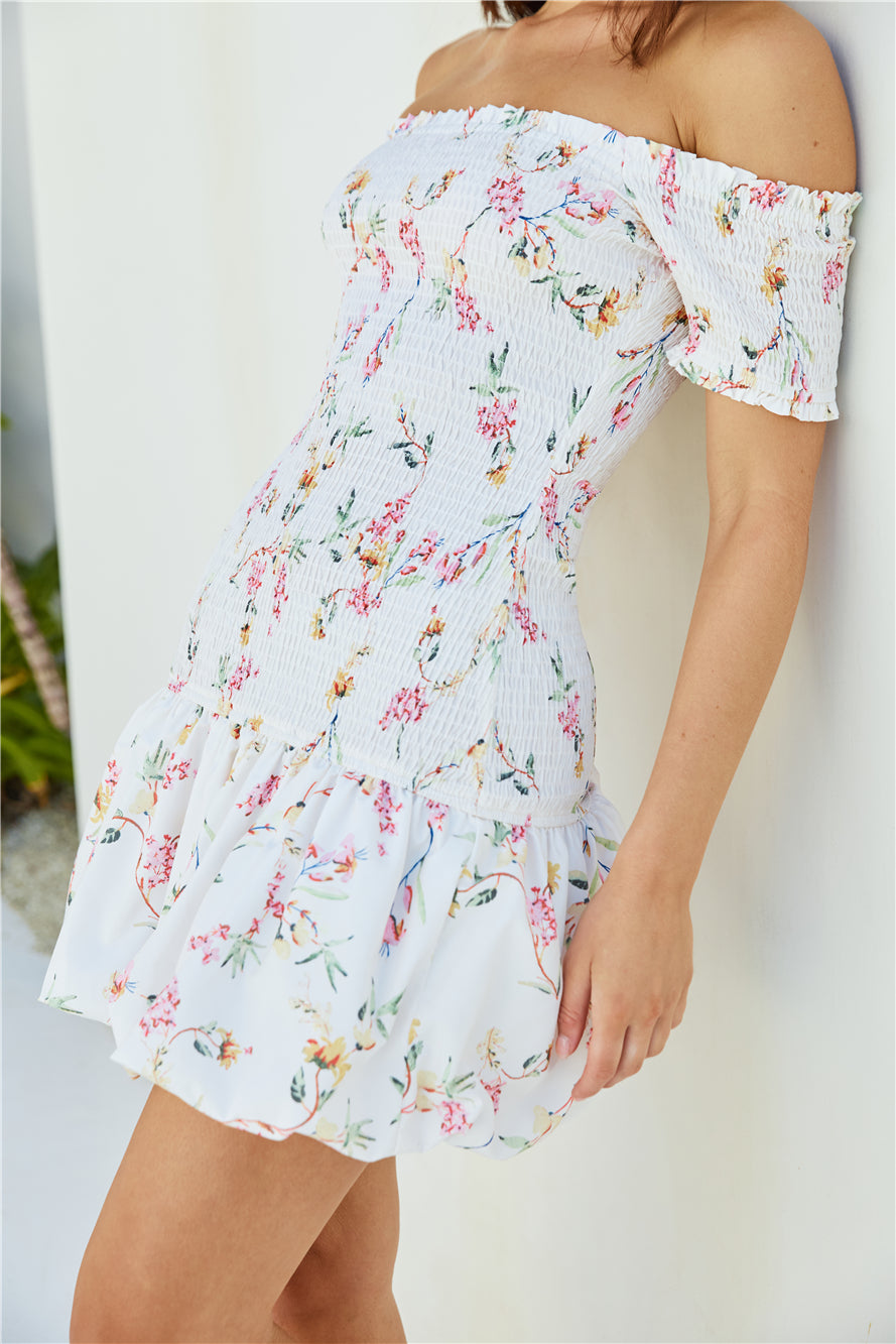 Mimi Off Shoulder Mini Dress Beige-Seaa Fashion