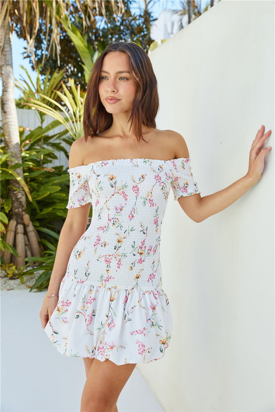 Mimi Off Shoulder Mini Dress Beige-Seaa Fashion