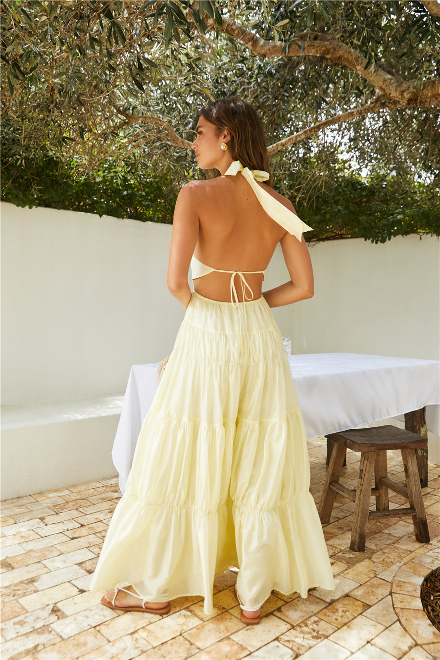 Sunbeam Smile Halter Maxi Dress Butter-Seaa Fashion