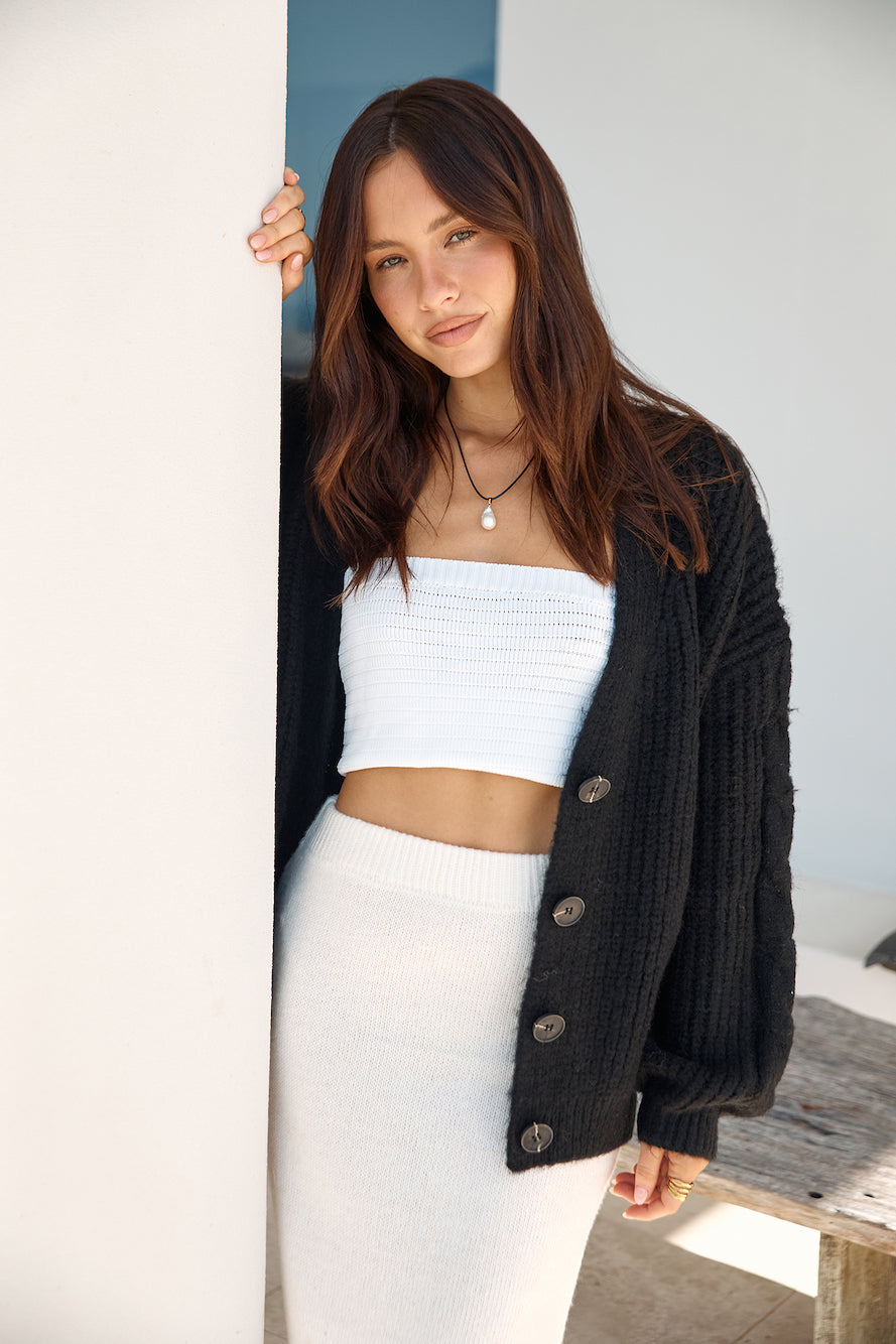 Camp Fire Stories Knit Cardigan Black-Seaa Fashion